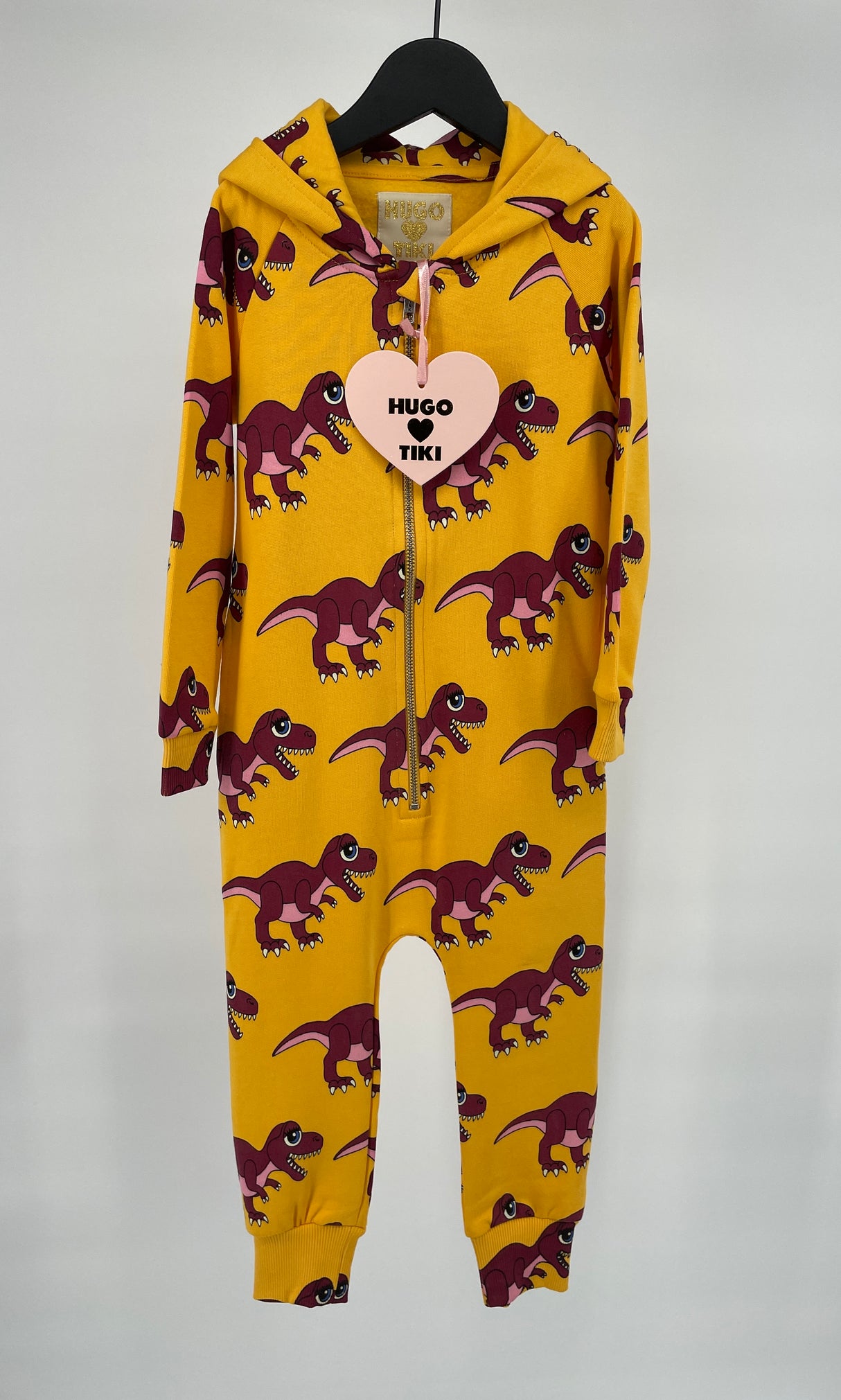 Jumpsuit Capuchon Geel Dino Print