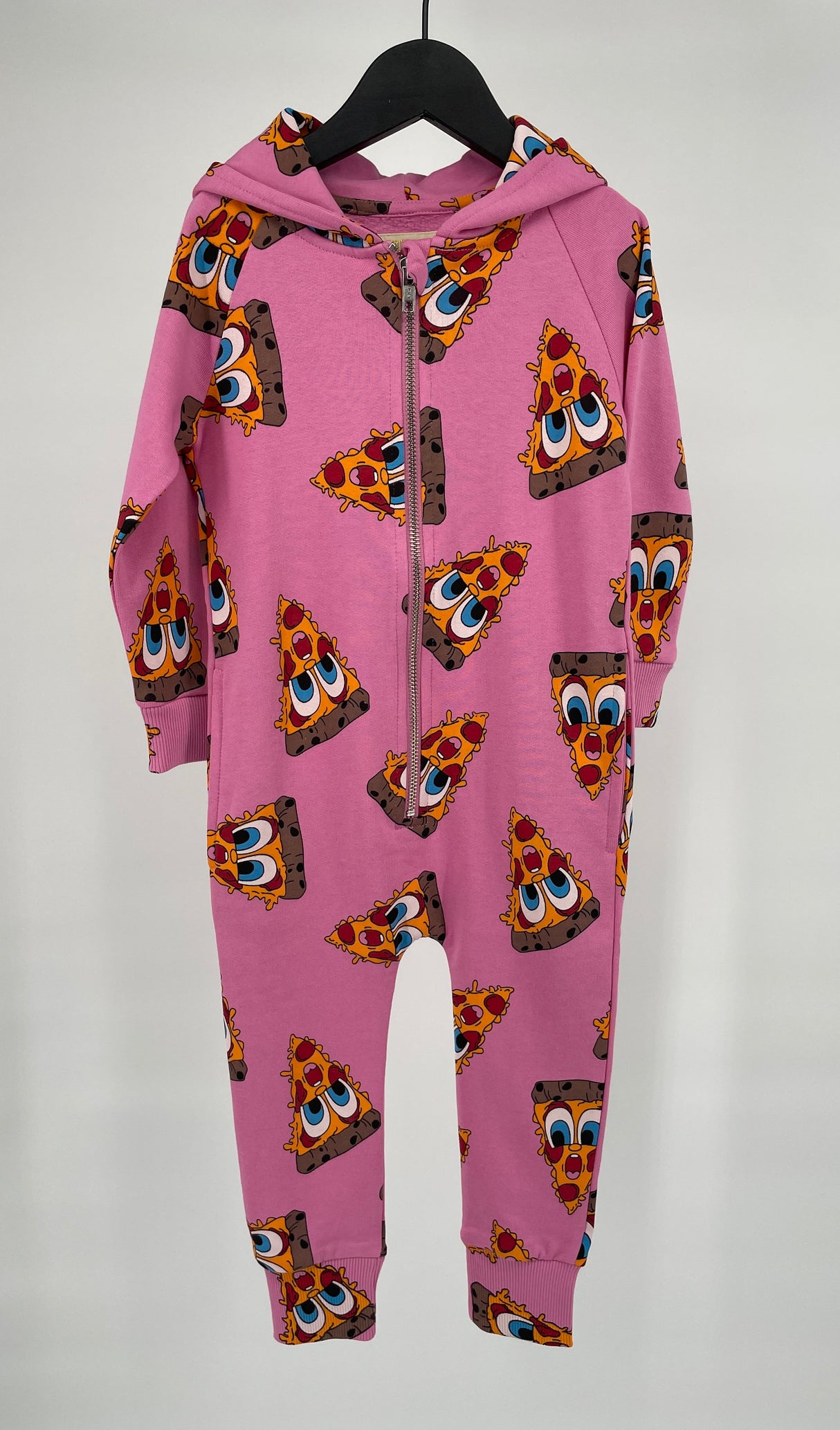 Jumpsuit Capuchon Roze Pizza Punten Print