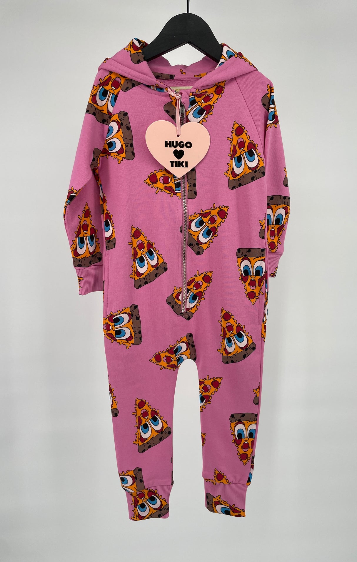 Jumpsuit Capuchon Roze Pizza Punten Print