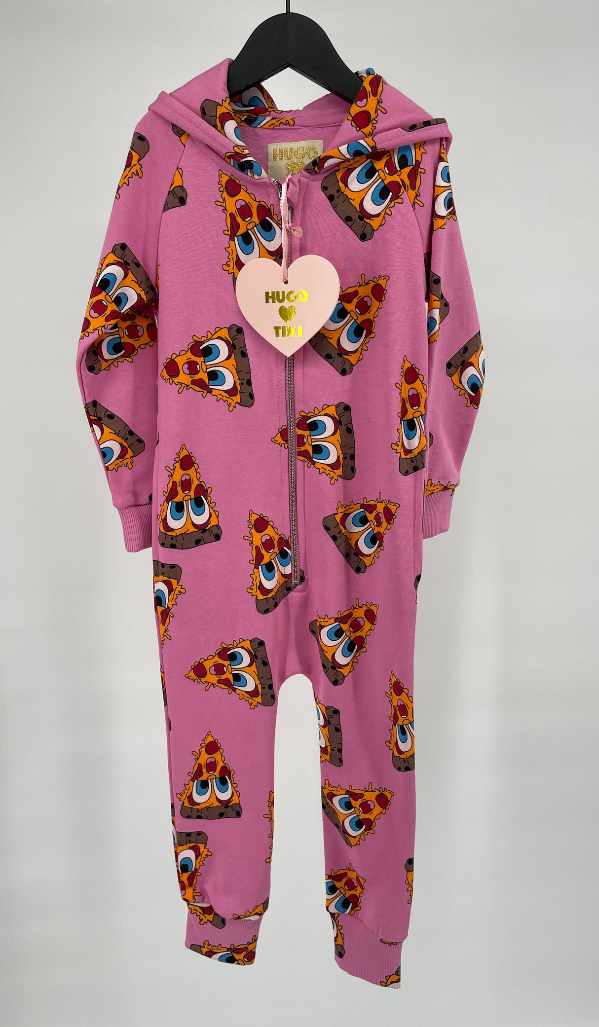 Jumpsuit Capuchon Roze Pizza Punten Print
