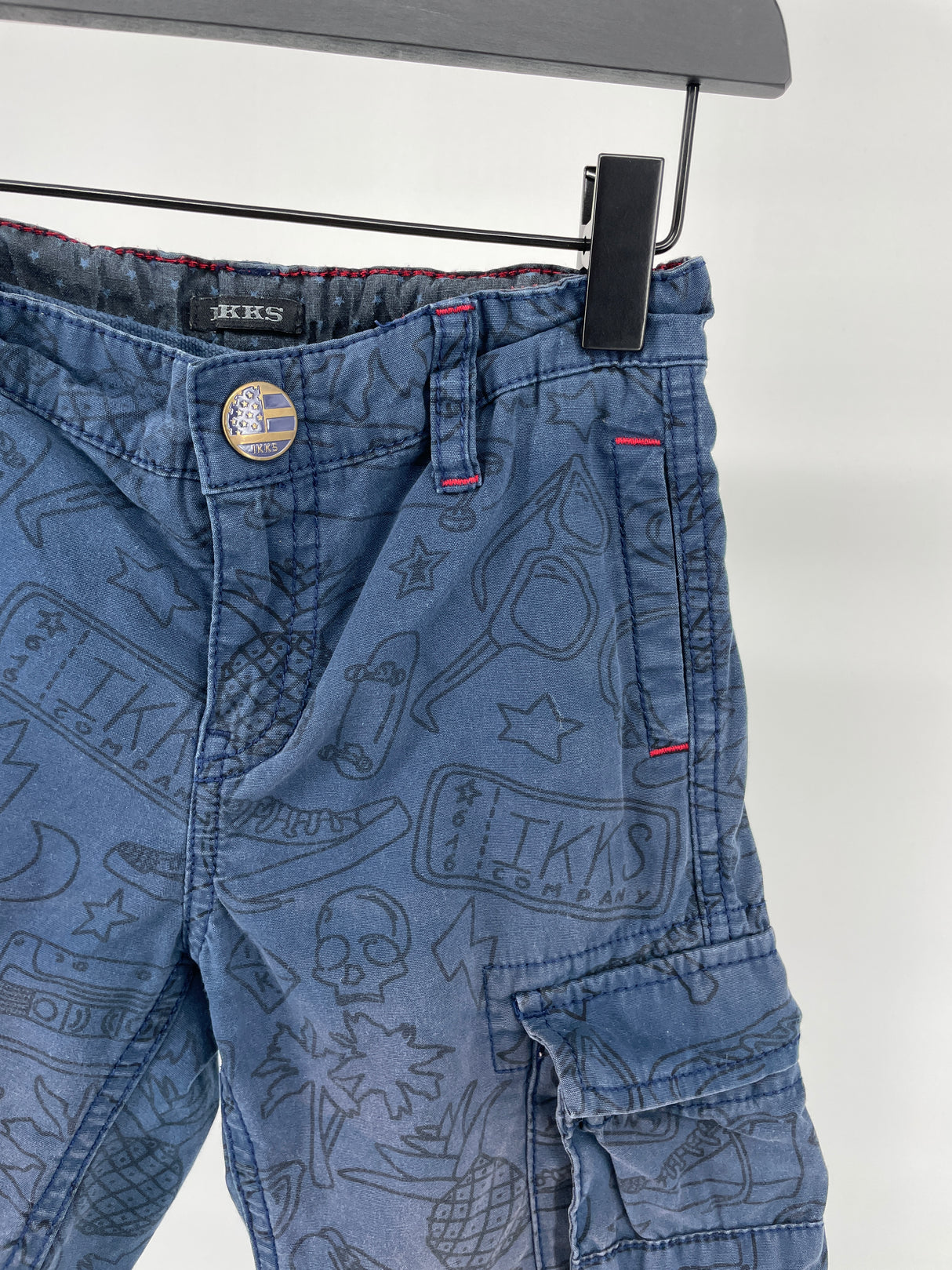 Korte Broek Donkerblauw met Print Maat 116