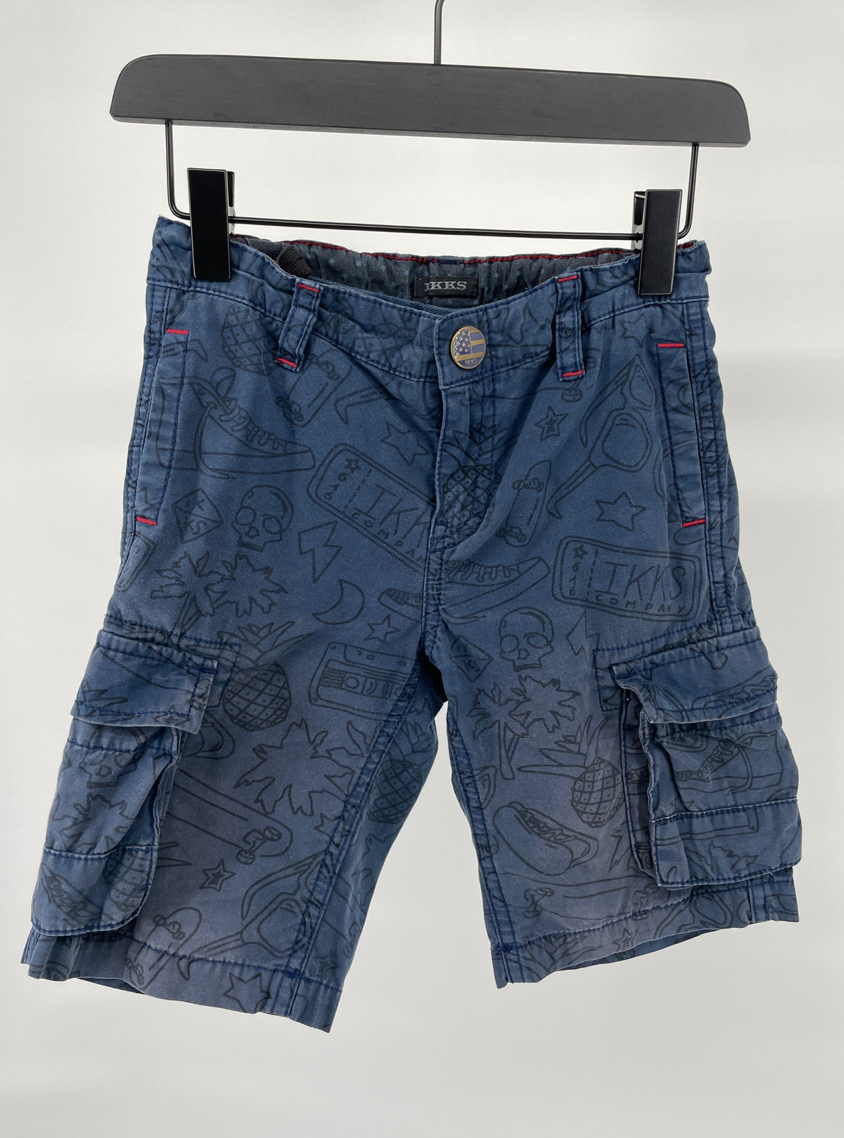 Korte Broek Donkerblauw met Print Maat 116