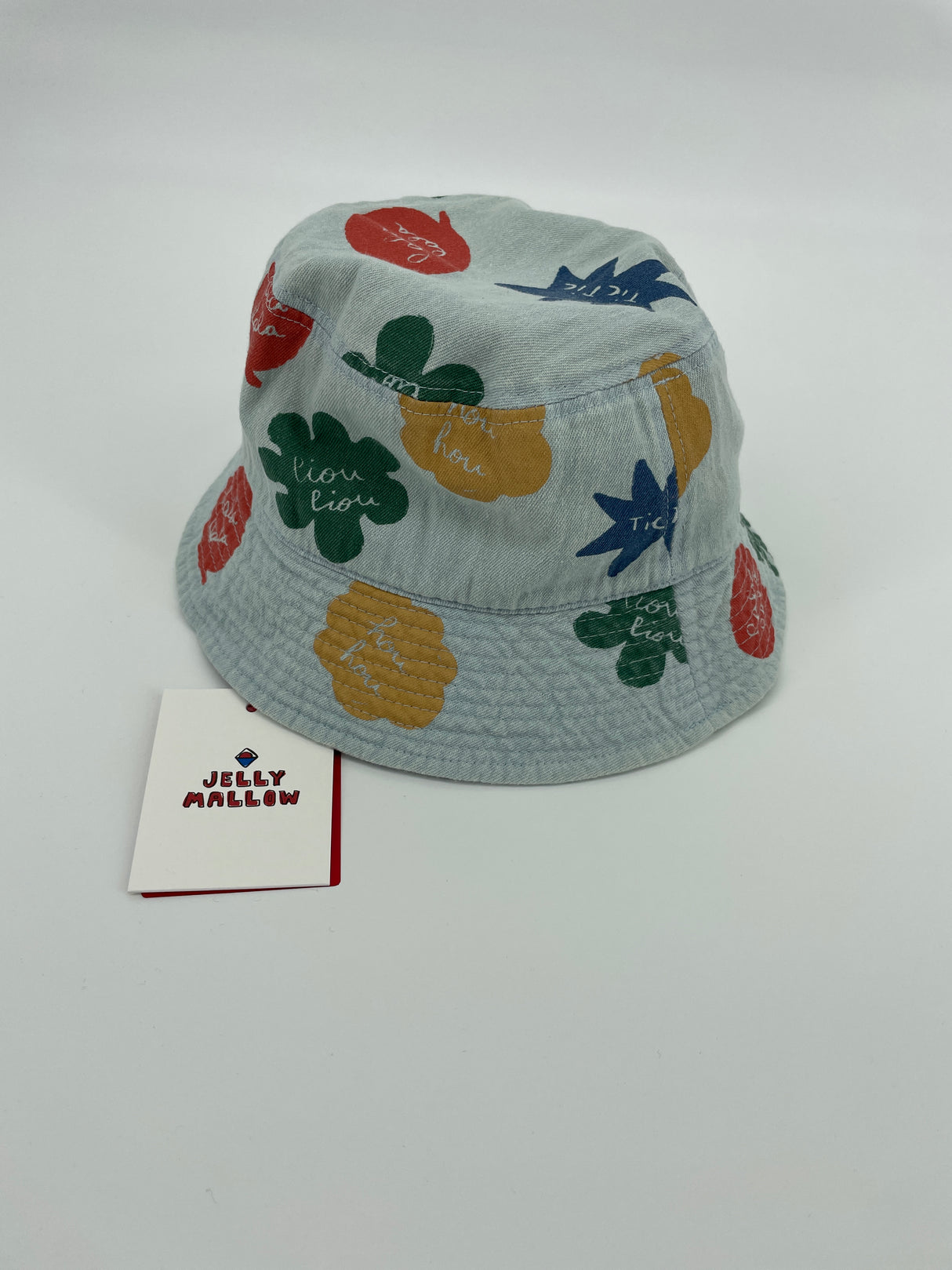 Vissershoedje Lichtblauw Denim Print Maat 116