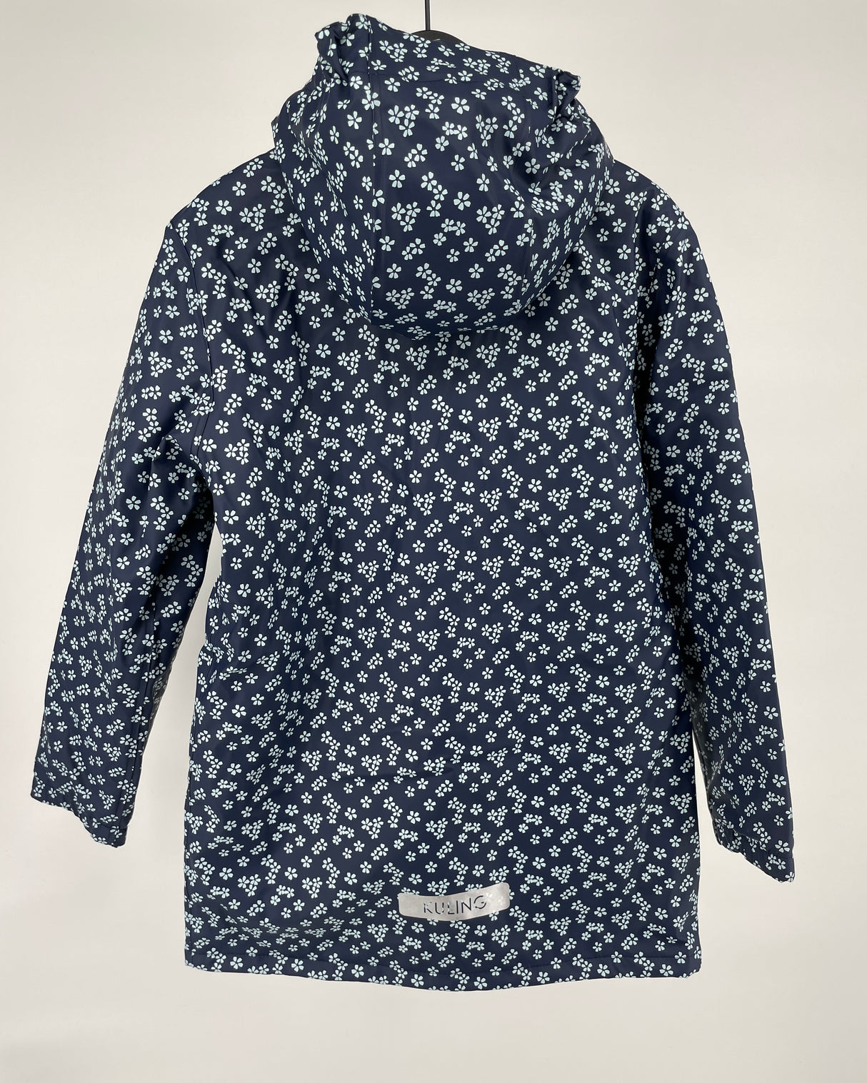 Regenjas Donkerblauw Bloemetjes Print Maat 134 / 140