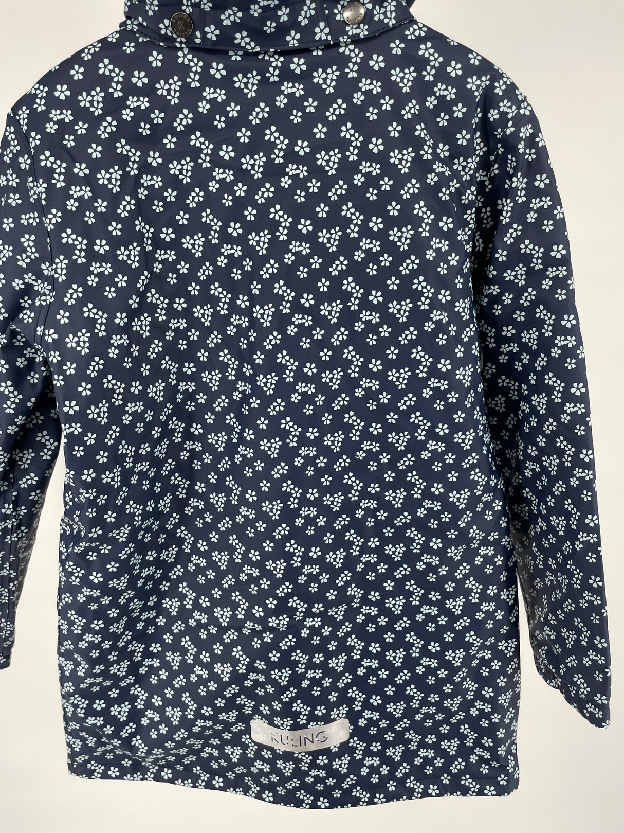 Regenjas Donkerblauw Bloemetjes Print Maat 134 / 140