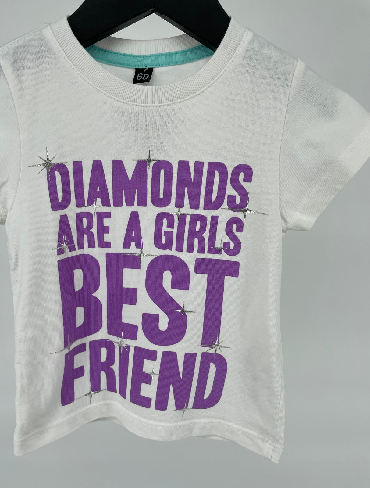 T-shirt Wit Paars Diamonds Maat 68