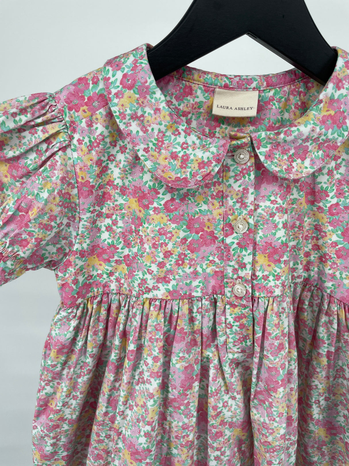 Jurk Korte Mouw Roze Bloemetjes Print Maat 110