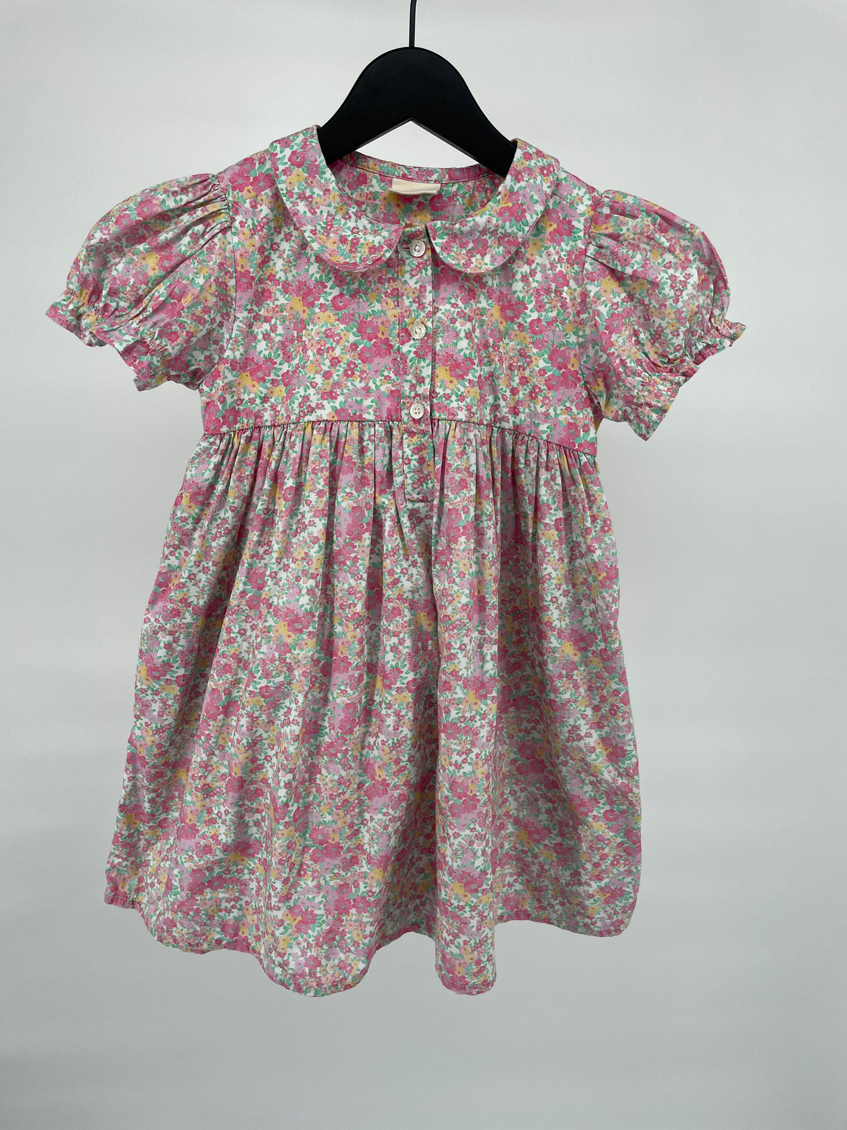 Jurk Korte Mouw Roze Bloemetjes Print Maat 110