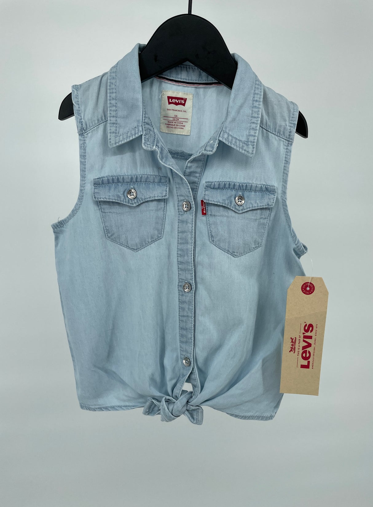 Top Denim Lichtblauw Mouwloos Maat 110