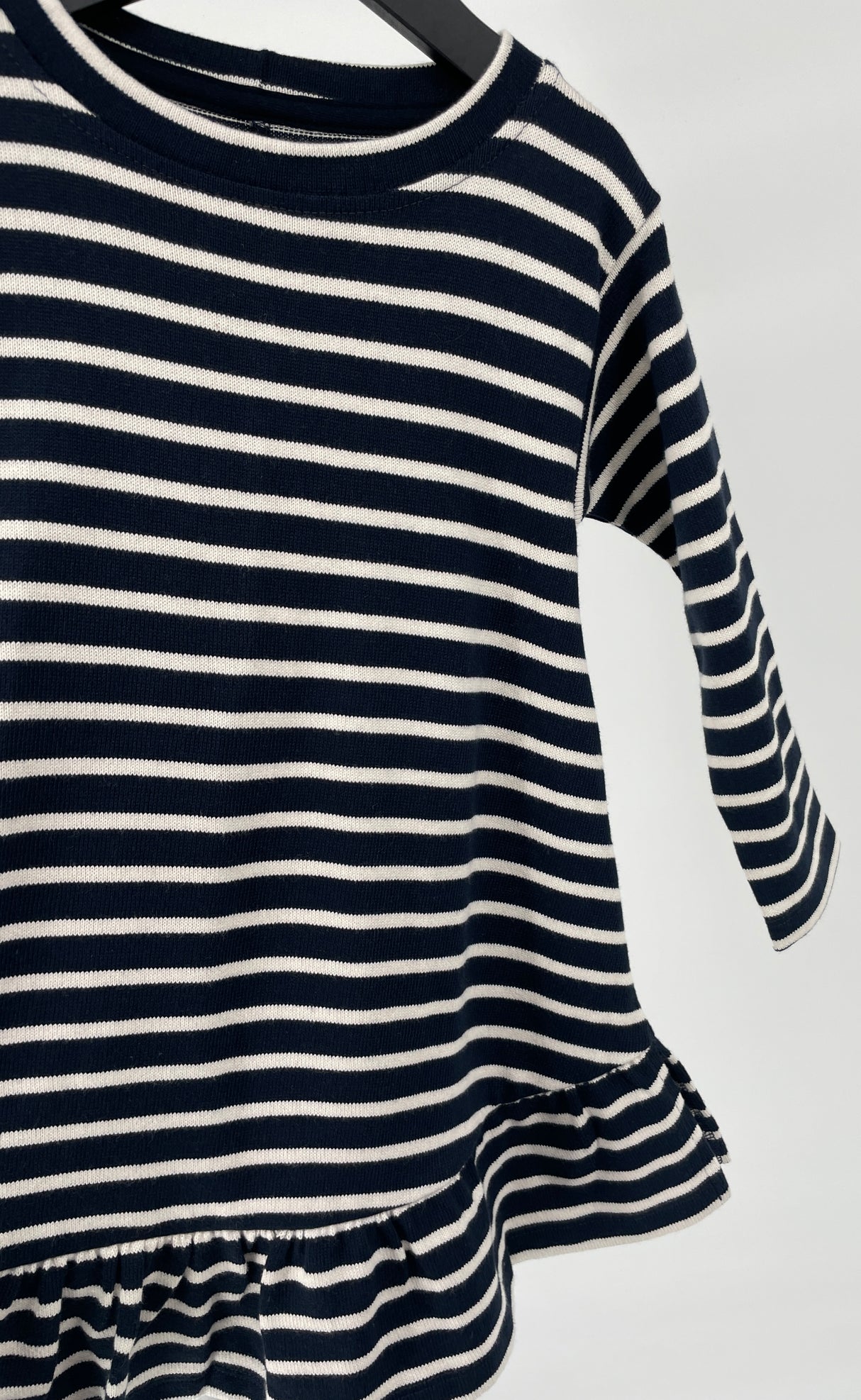Jurk Lange Mouw Donkerblauw Beige Gestreept Maat 92