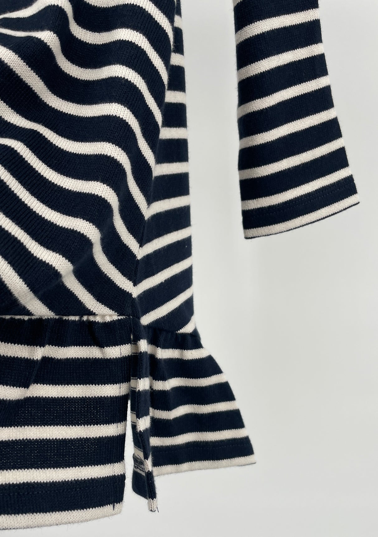 Jurk Lange Mouw Donkerblauw Beige Gestreept Maat 92