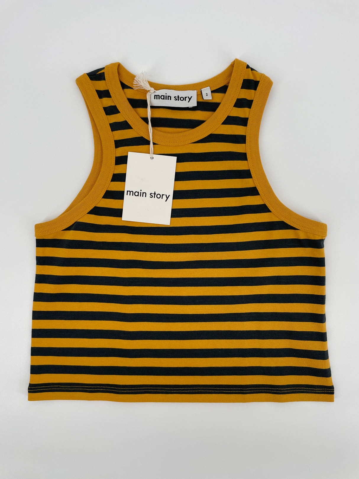 Tanktop Geel Grijs Getreept Maat 92
