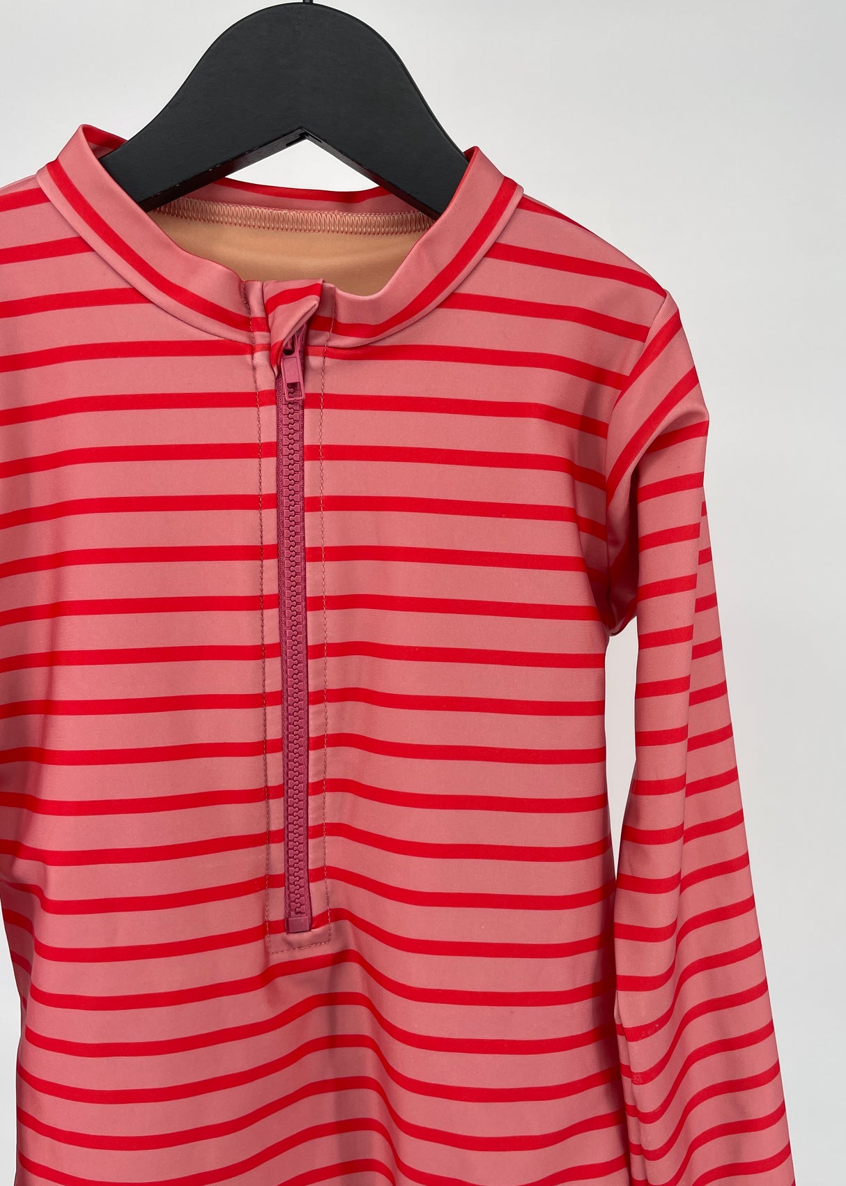 Badpak Lange Mouwen Roze Rood Gestreept Maat 134 / 140
