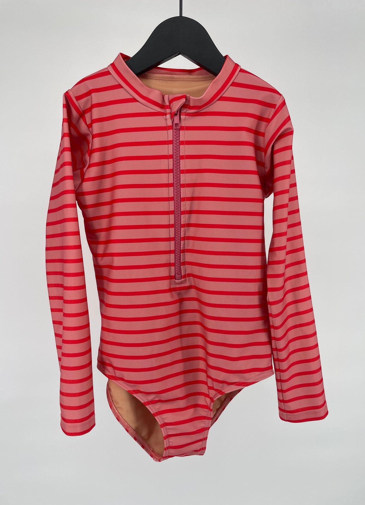 Badpak Lange Mouwen Roze Rood Gestreept Maat 134 / 140