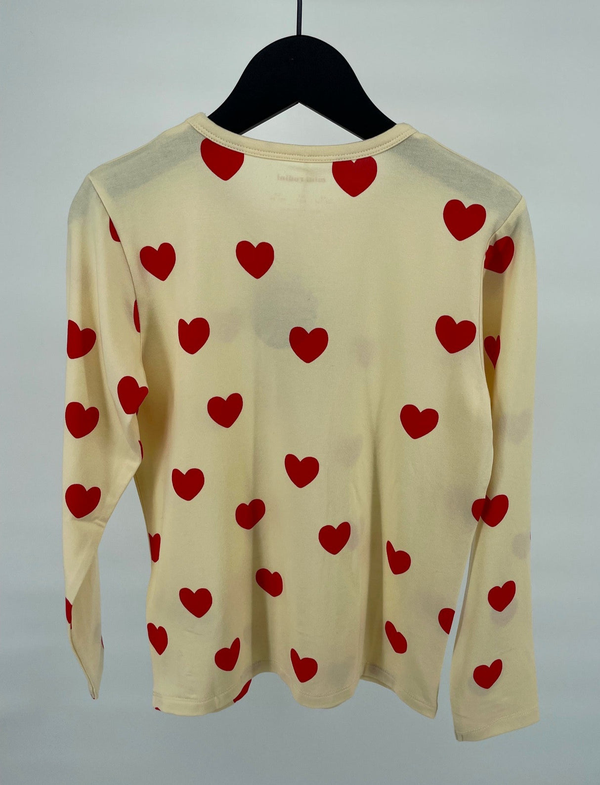 Mini Rodini Longsleeve beige met rode hartjesprint in maat 128/134 Nieuw