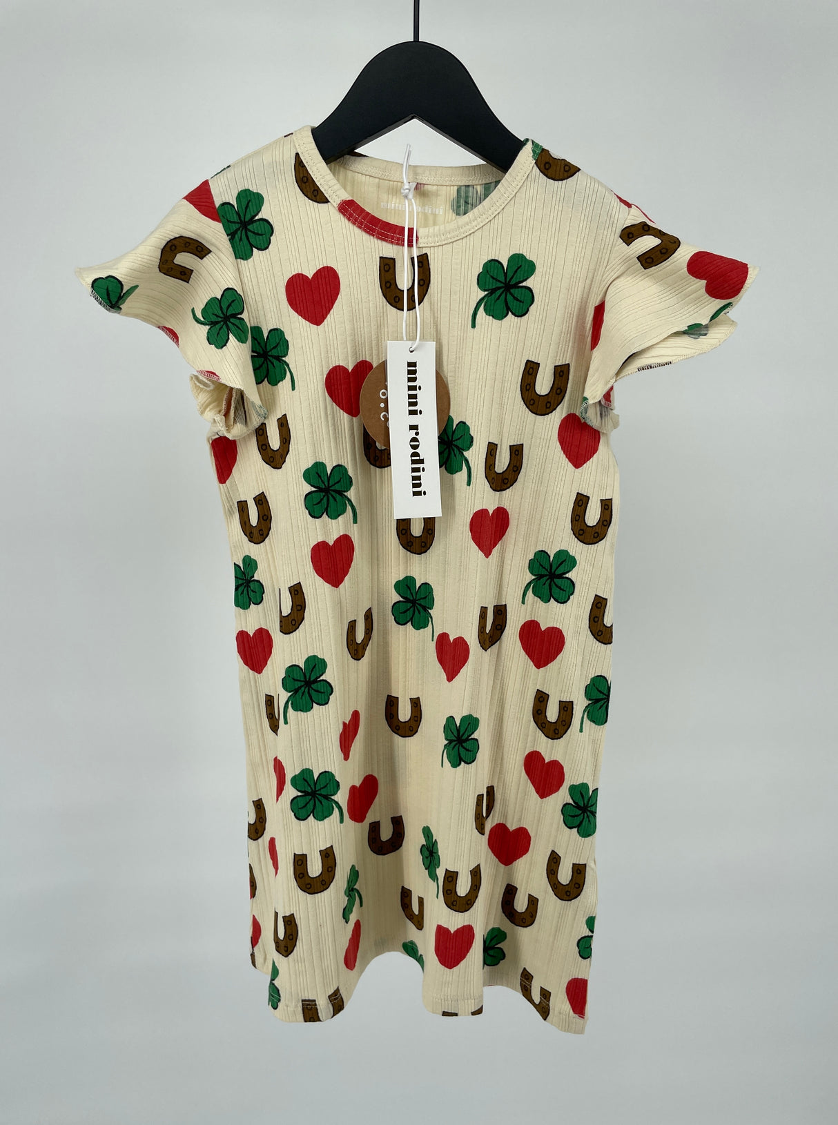 Jurk Beige Hartjes Klavertjes Hoefijzer Print