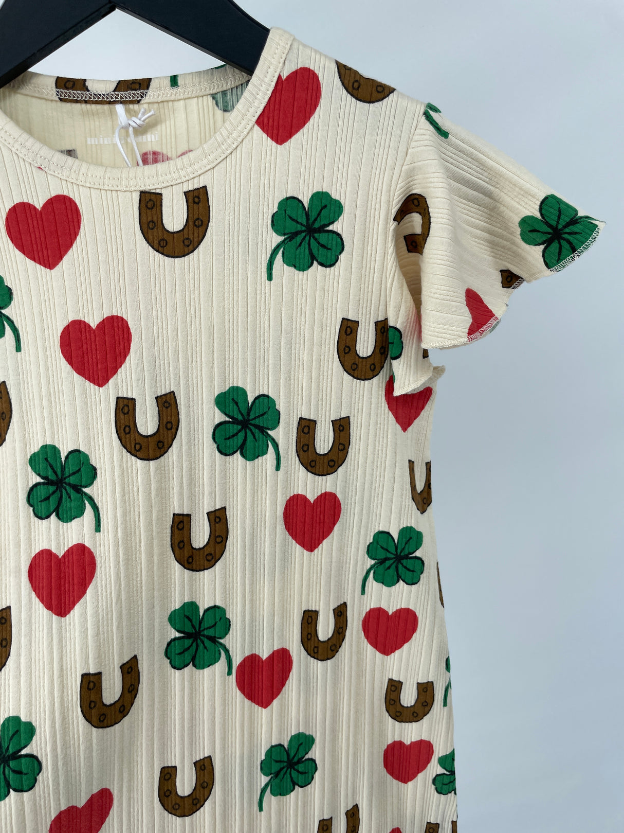 Jurk Beige Hartjes Klavertjes Hoefijzer Print