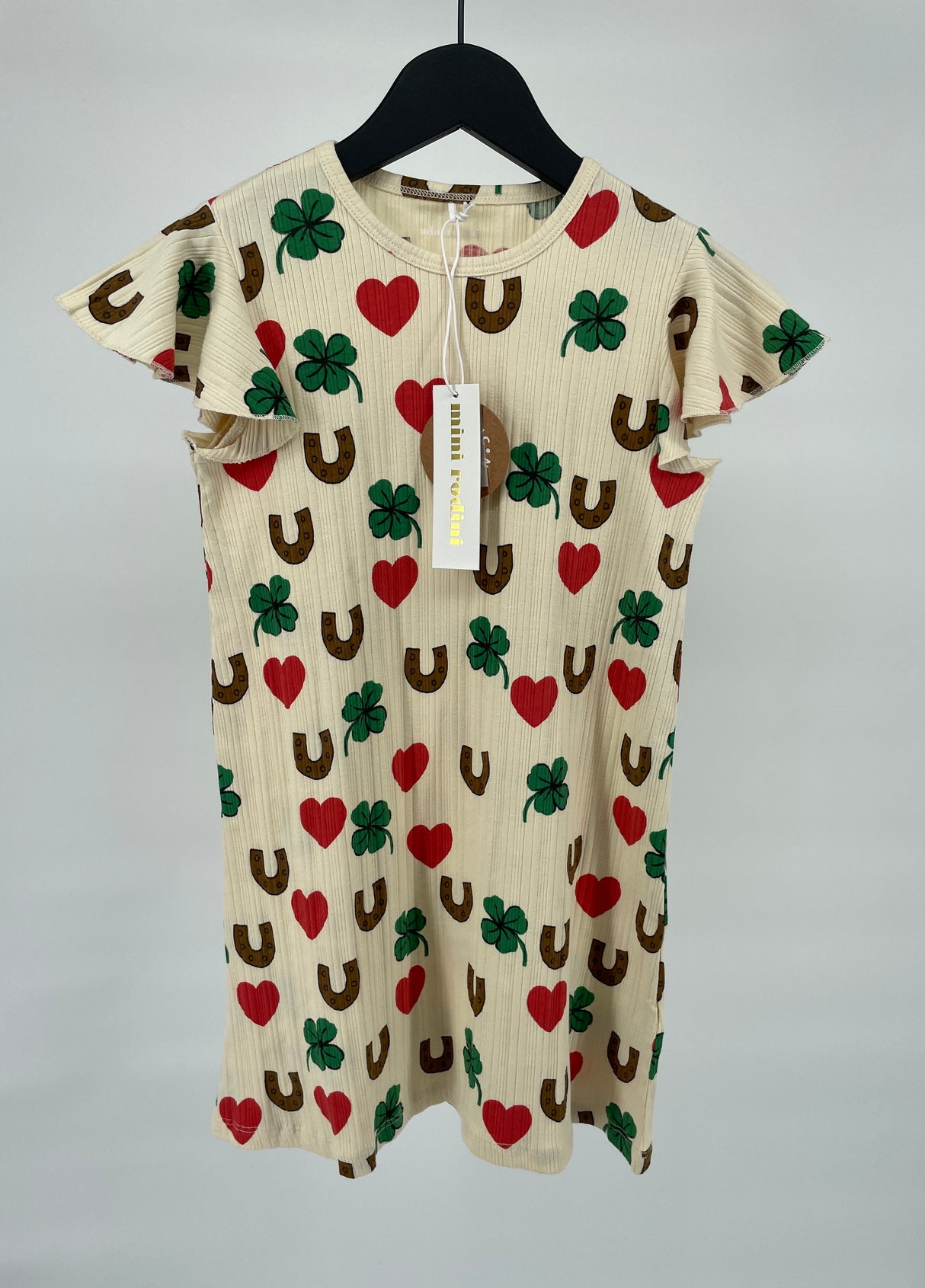 Jurk Beige Hartjes Klavertjes Hoefijzer Print