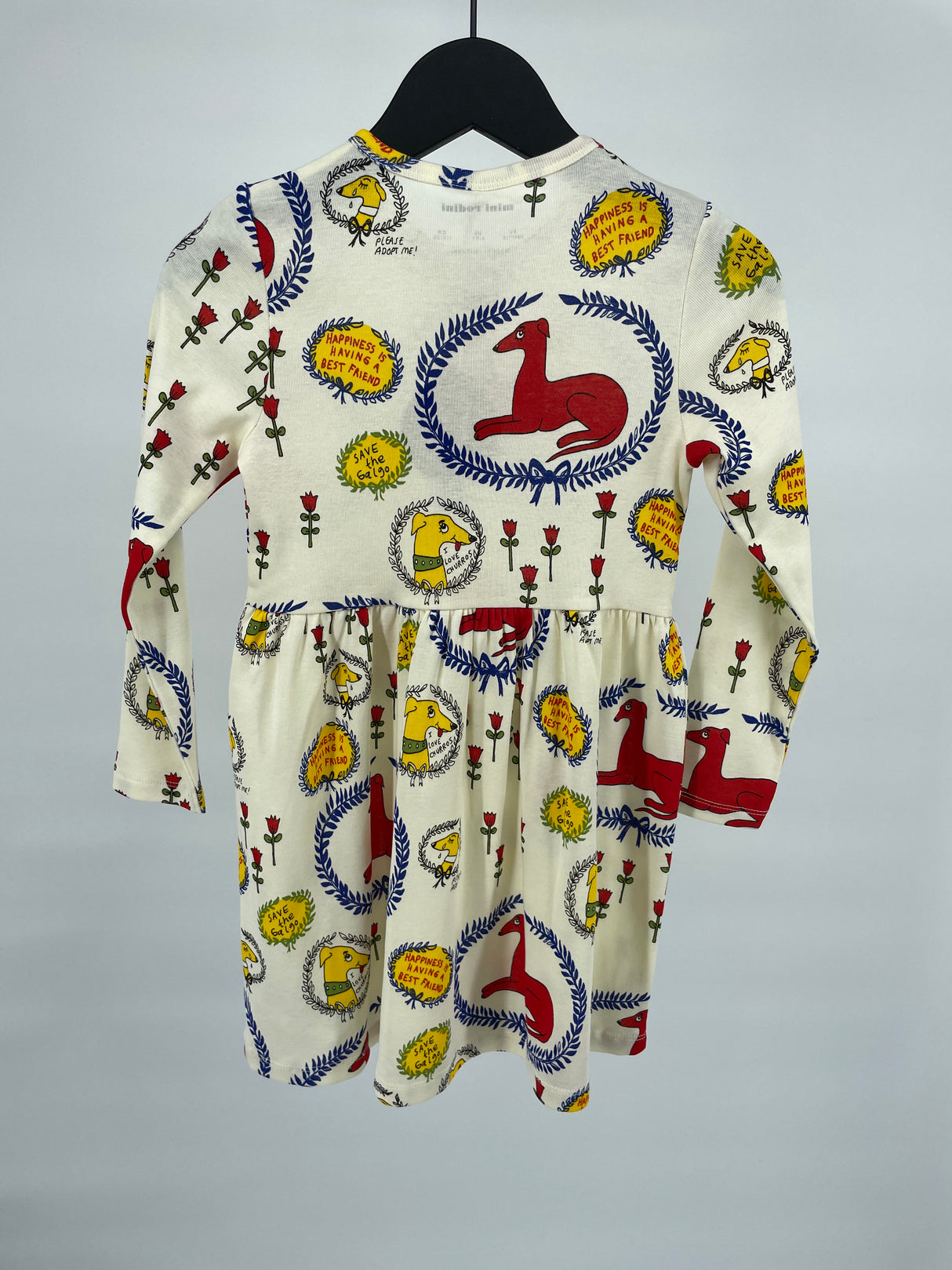 Jurk Beige Lange Mouwen Honden Print Maat 104 / 110