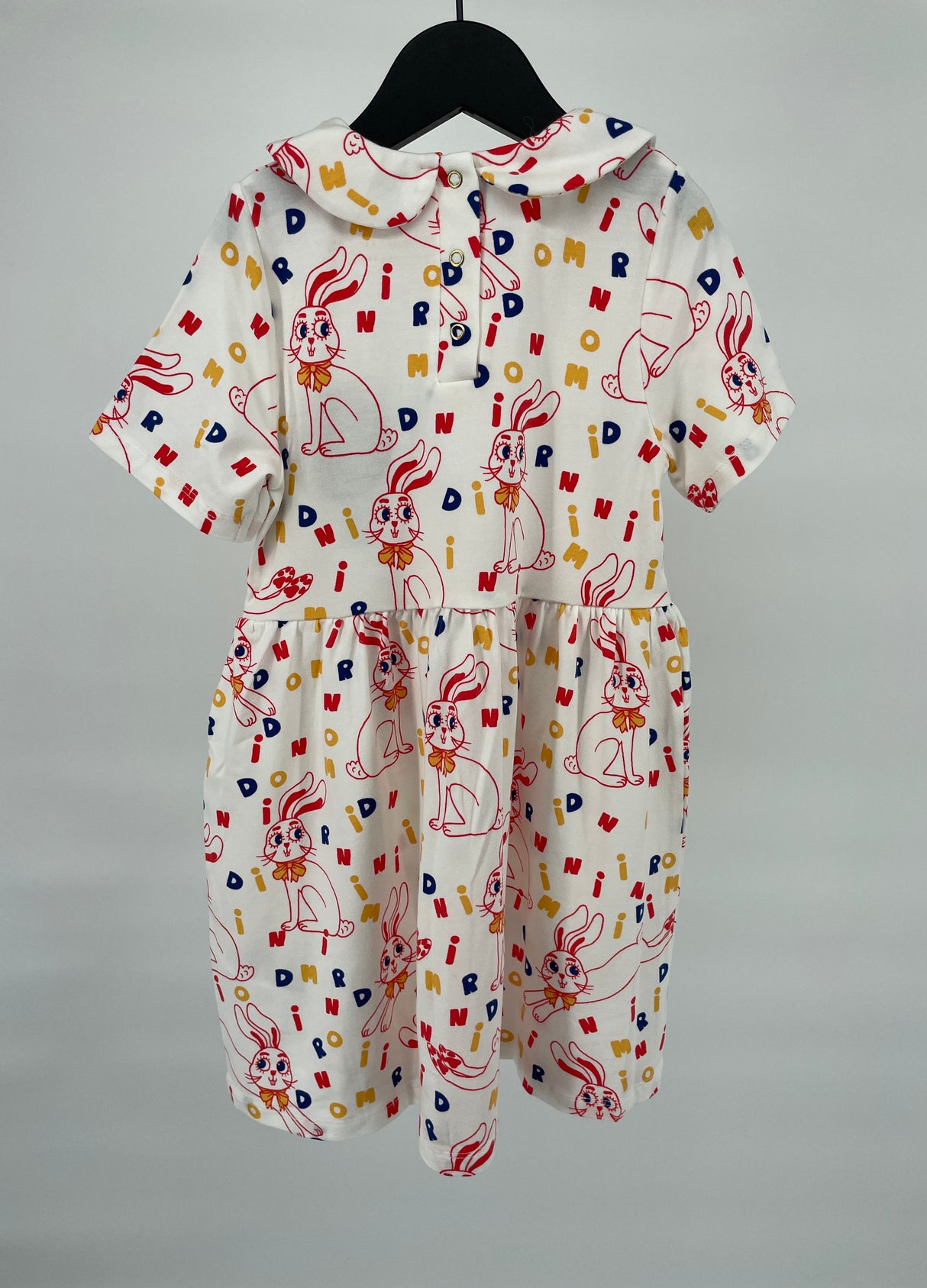 Jurk Korte Mouw Beige Konijnen Print Maat 92 / 98