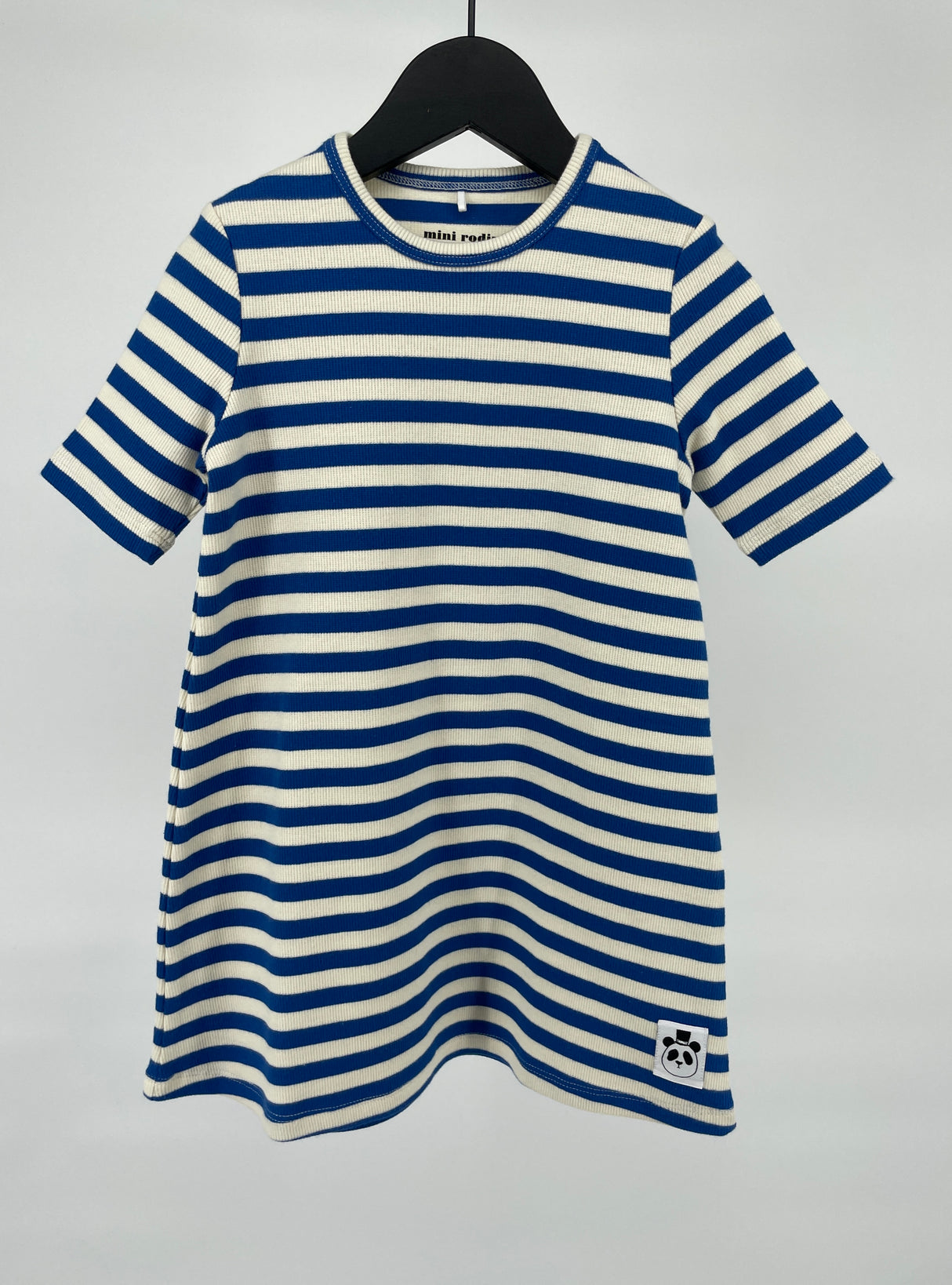 Jurk Blauw Beige Gestreept Rib Maat 92 / 98