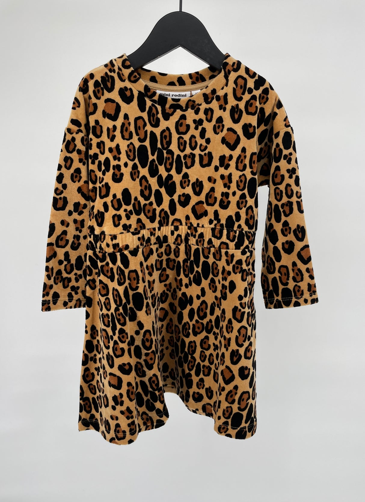 Jurk Bruin Velours Luipaard Maat 92 / 98