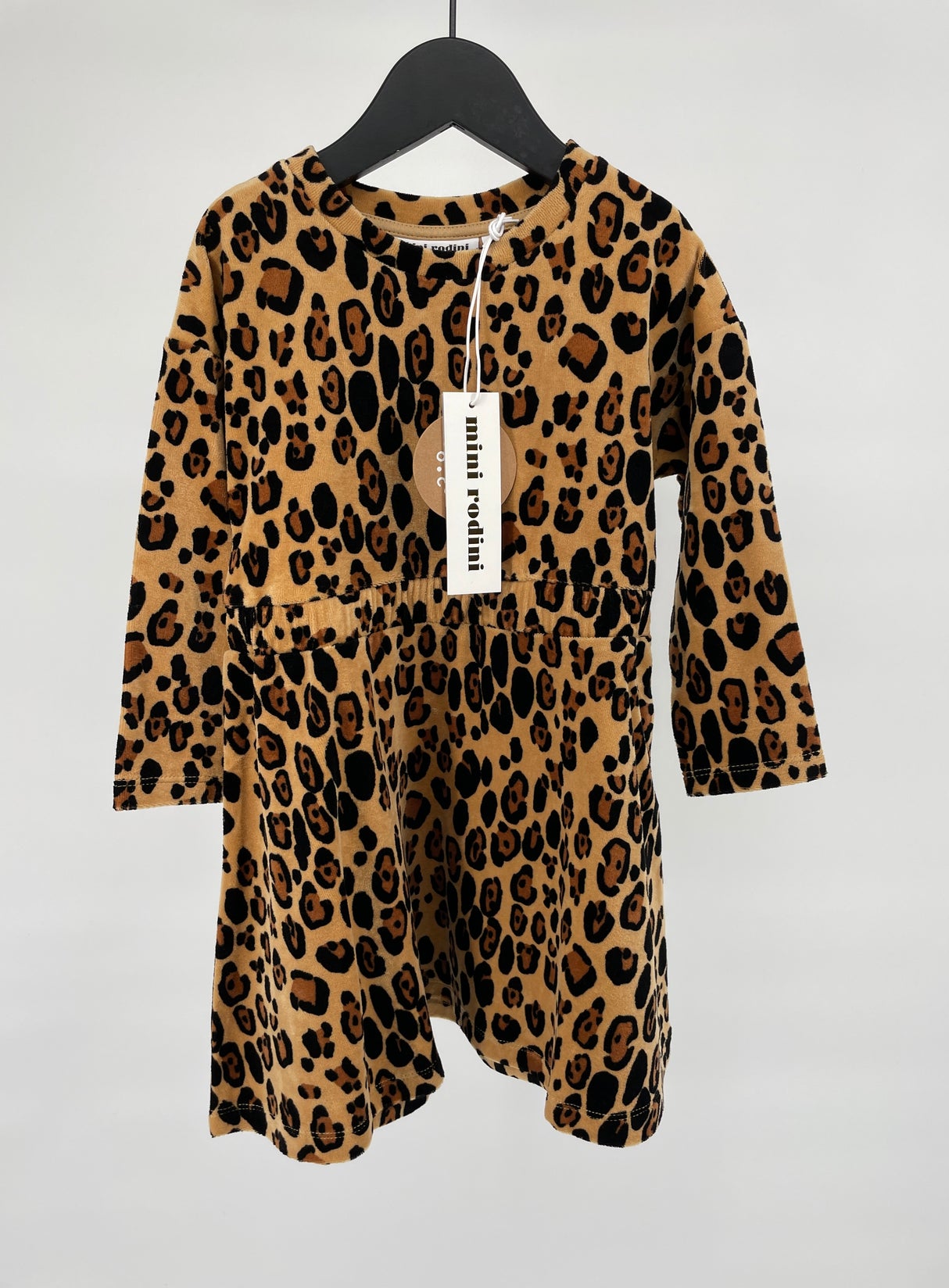 Jurk Bruin Velours Luipaard Maat 92 / 98