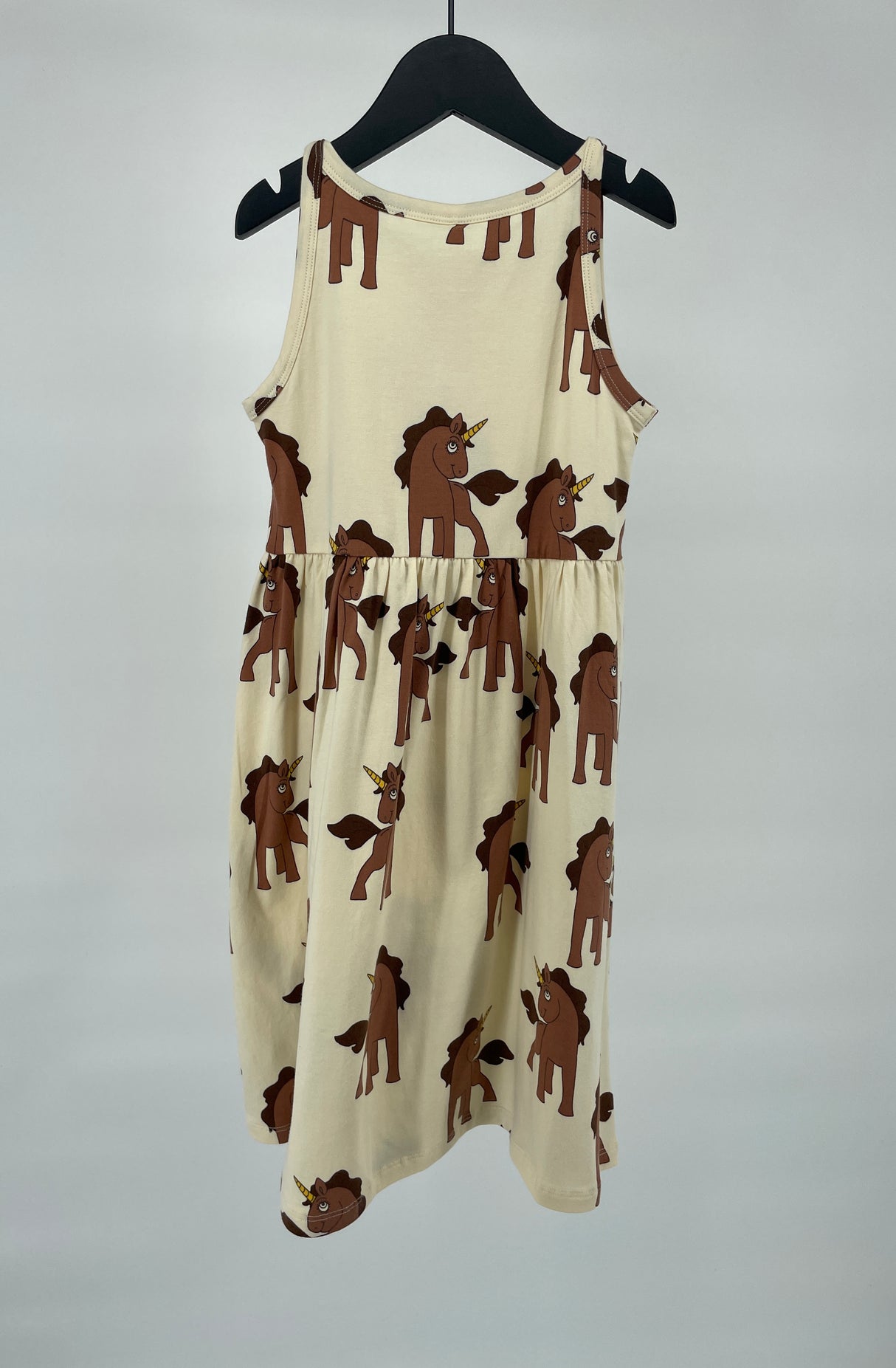 Jurk Beige Mouwloos Unicorn Print Maat 92 / 98