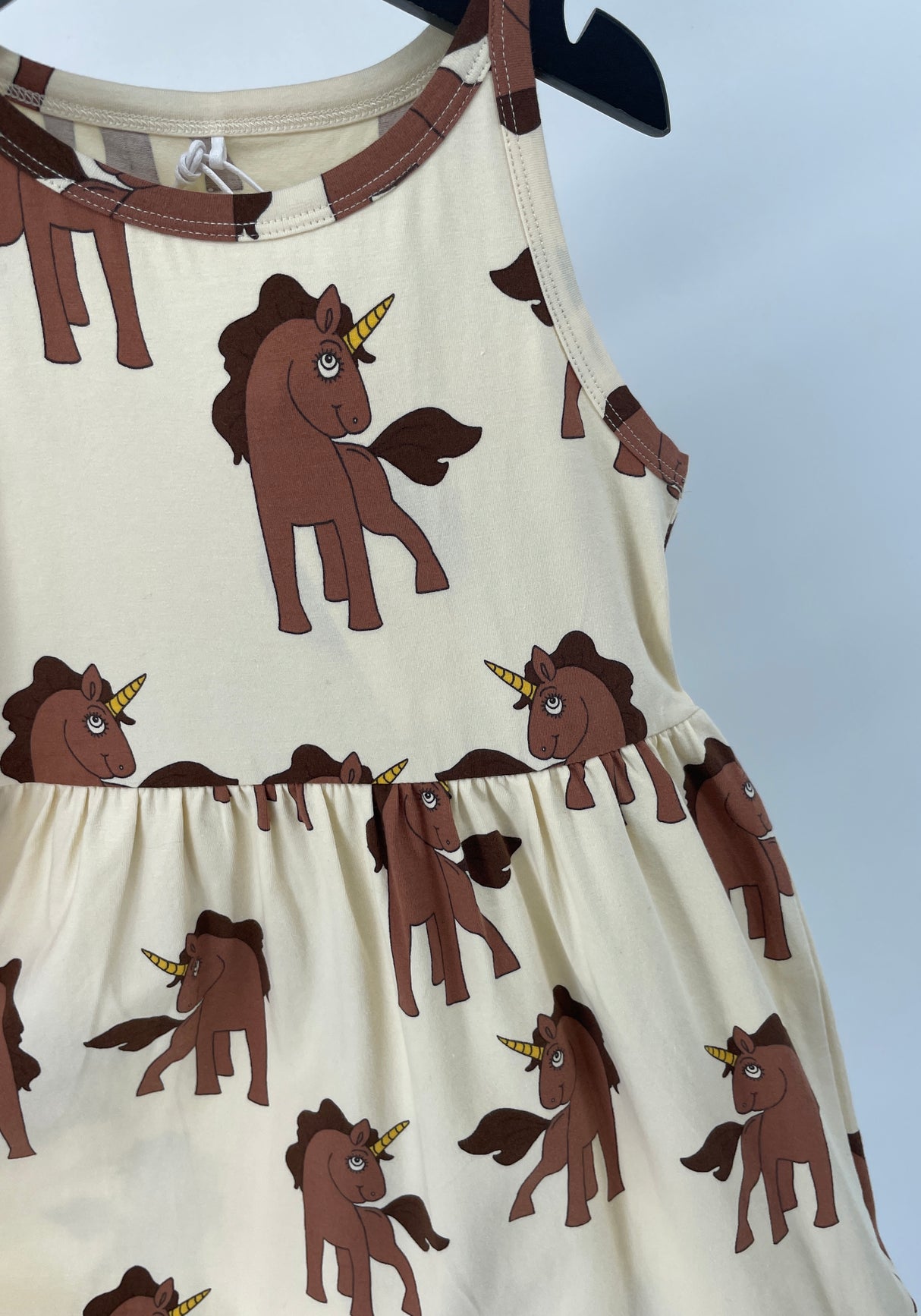 Jurk Beige Mouwloos Unicorn Print Maat 92 / 98