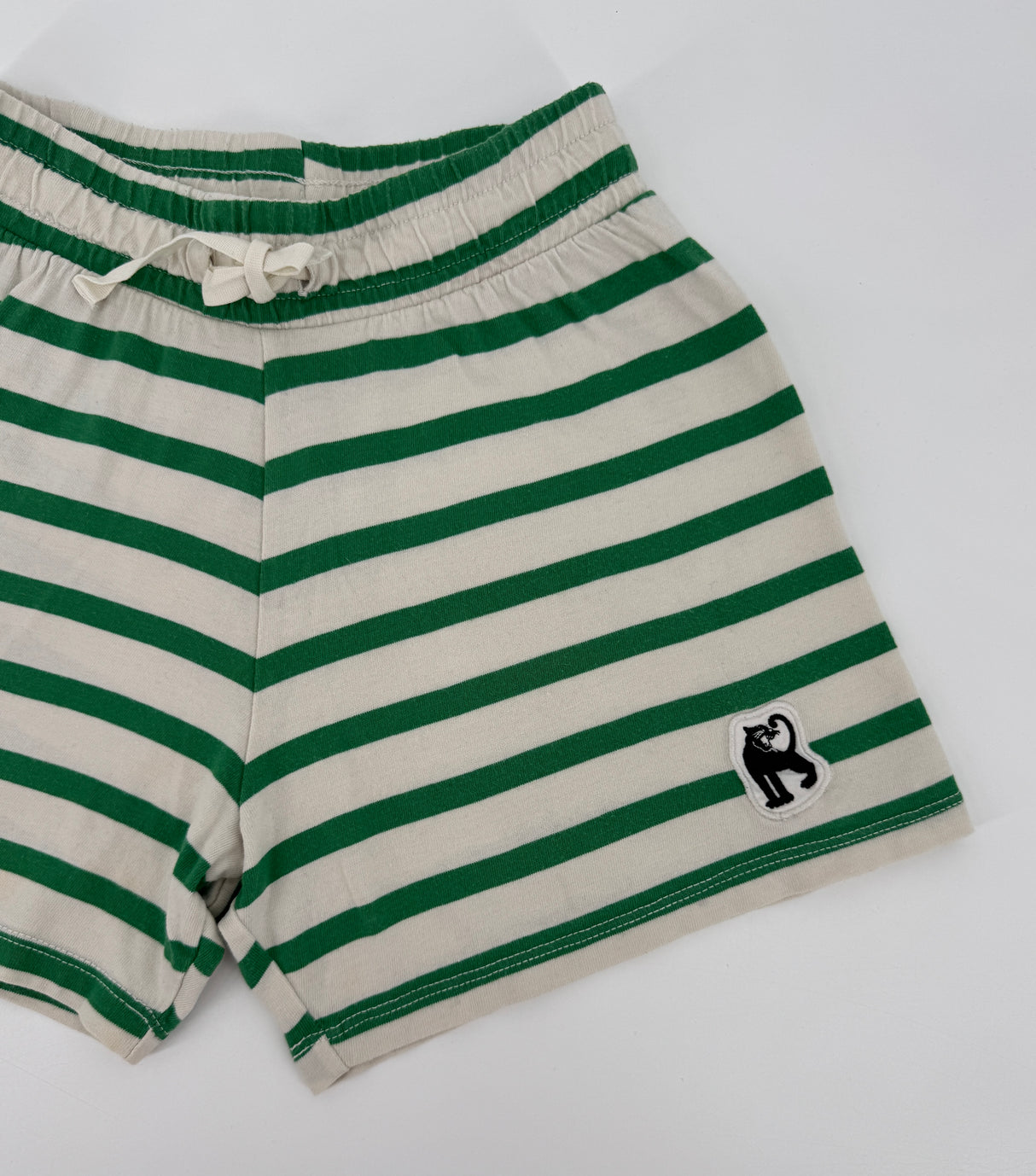 Korte Broek Beige Groen Gestreept Maat 140 / 146