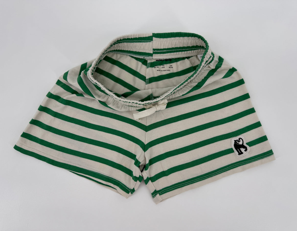 Korte Broek Beige Groen Gestreept Maat 140 / 146