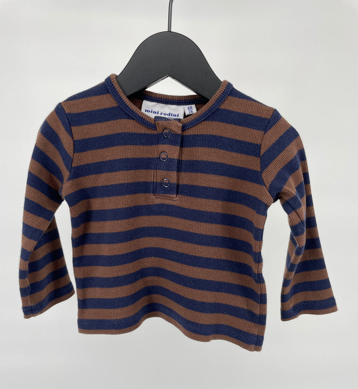 Longsleeve Rib Bruin Donkerblauw Maat 68 / 74