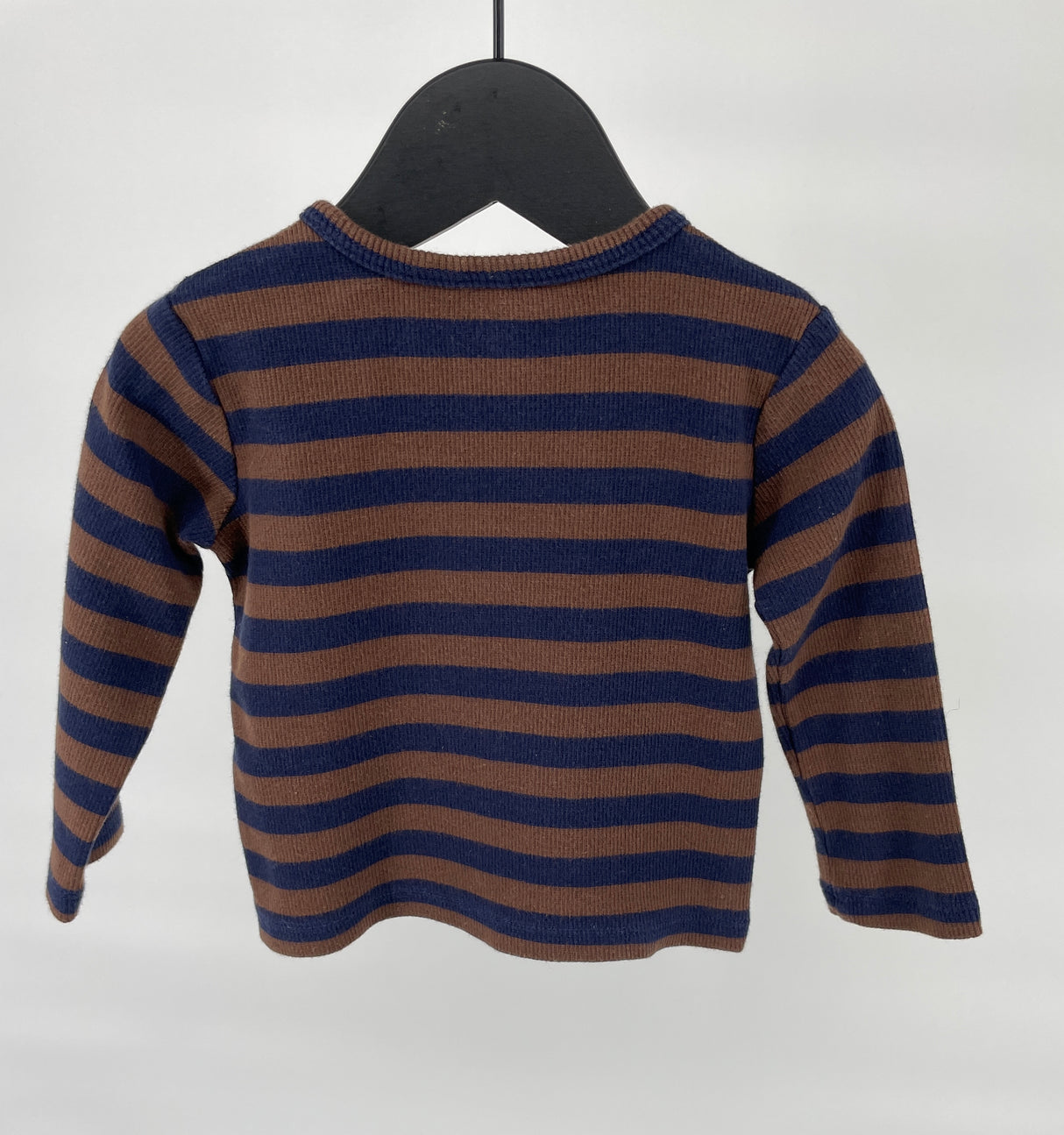 Longsleeve Rib Bruin Donkerblauw Maat 68 / 74