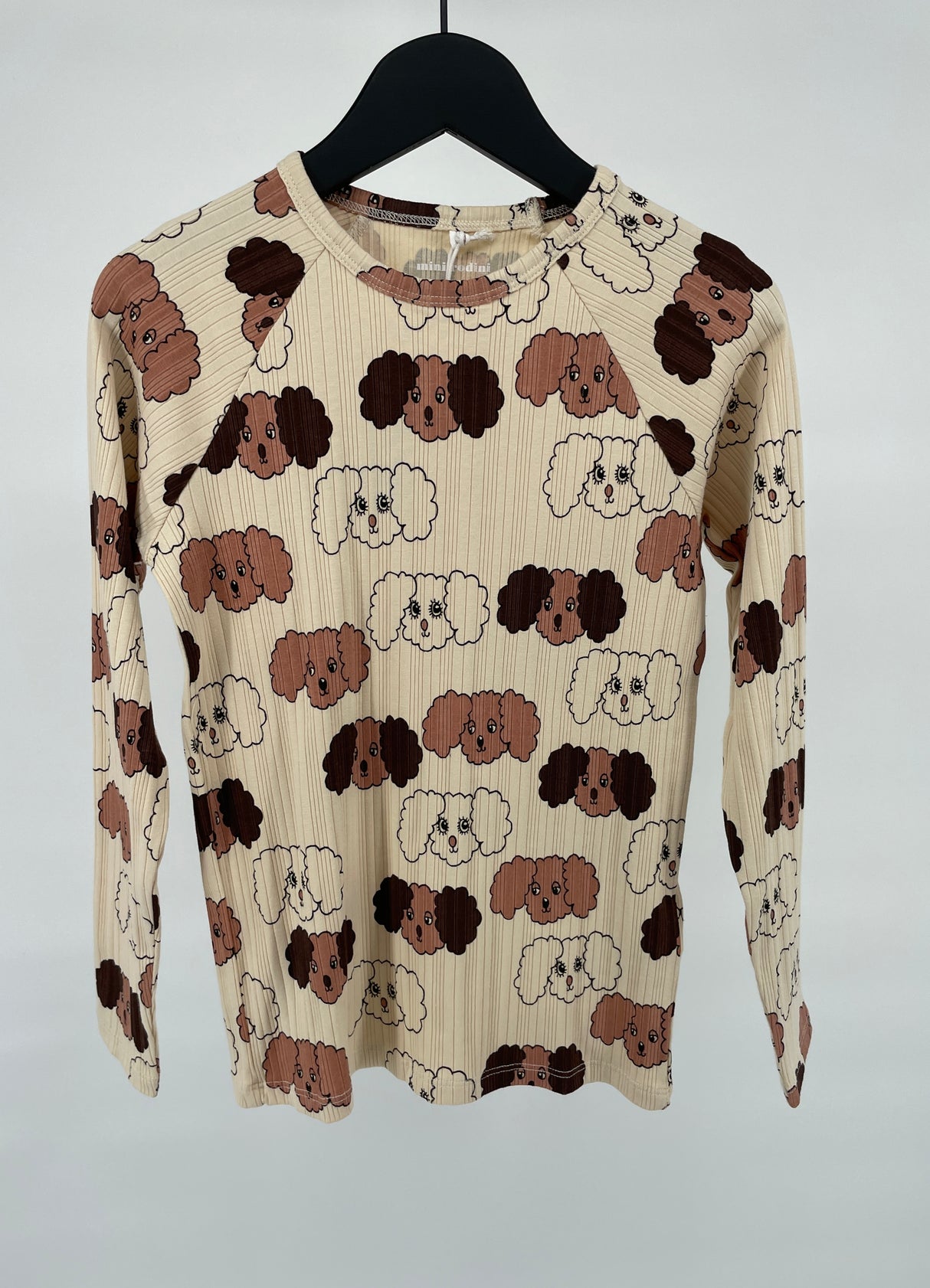 Longsleeve Beige Bruin Hondjes Print Maat 128 / 134