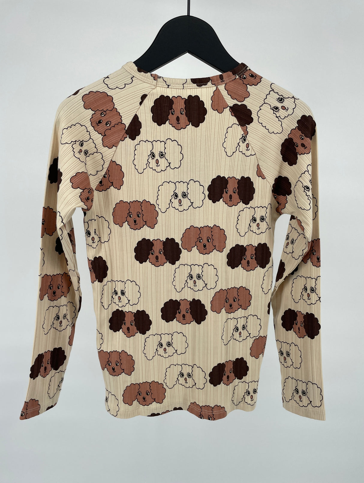 Longsleeve Beige Bruin Hondjes Print Maat 128 / 134