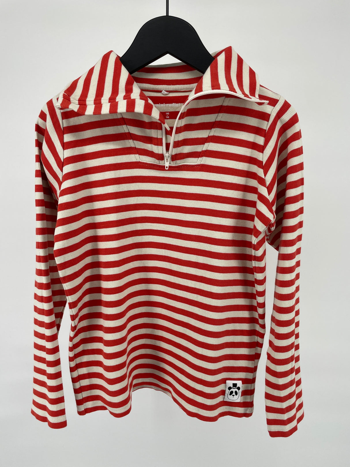 Rib Pully Oranje Beige Streep Maat 140 / 146