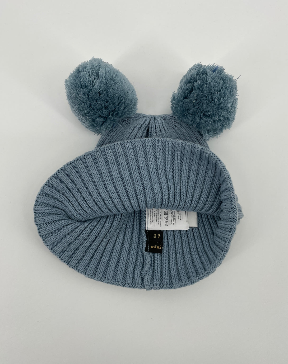 Muts Lichtblauw met Pompons Maat 3 - 9 Jaar