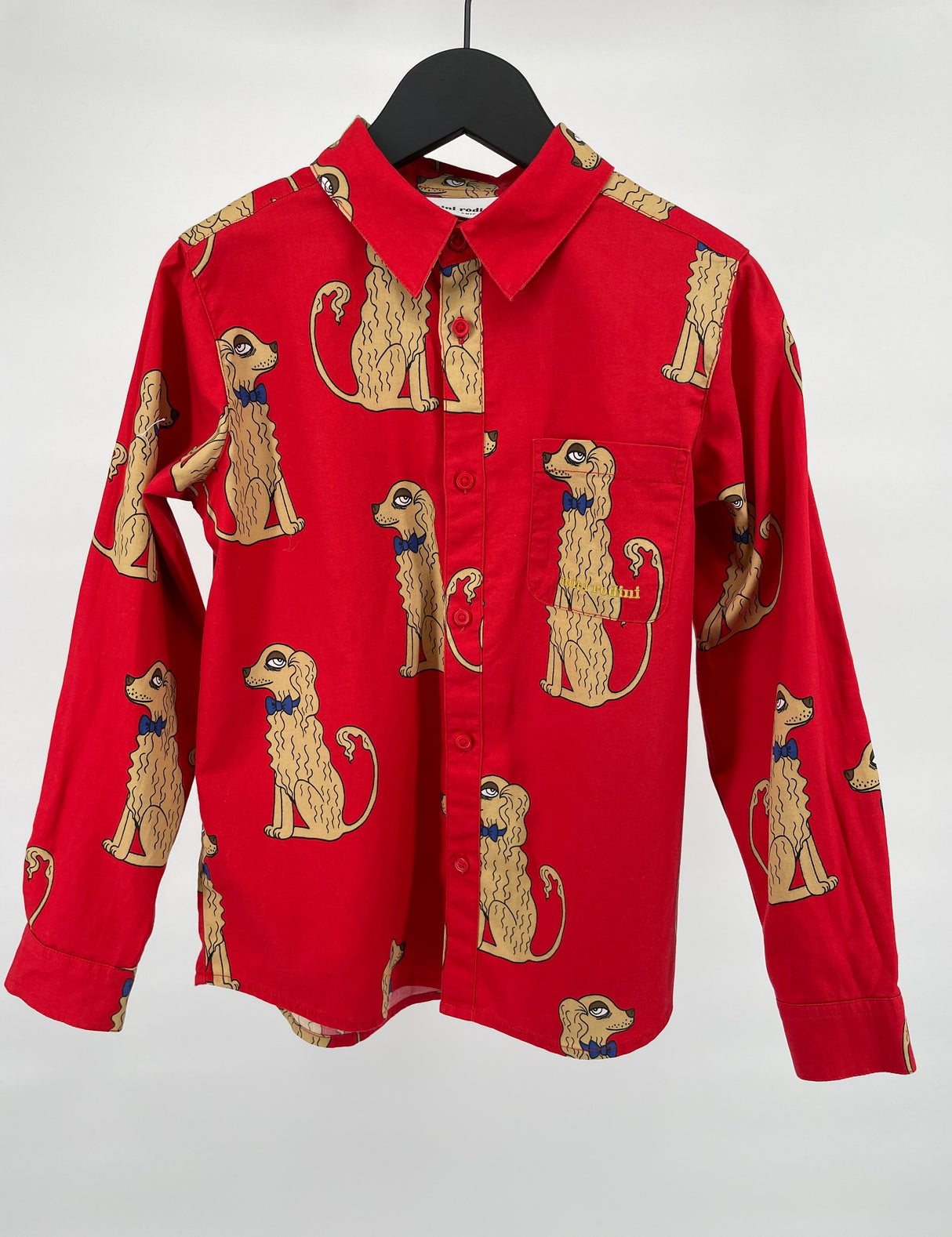 Overhemd Rood Hondjes Strik Maat 128 / 134