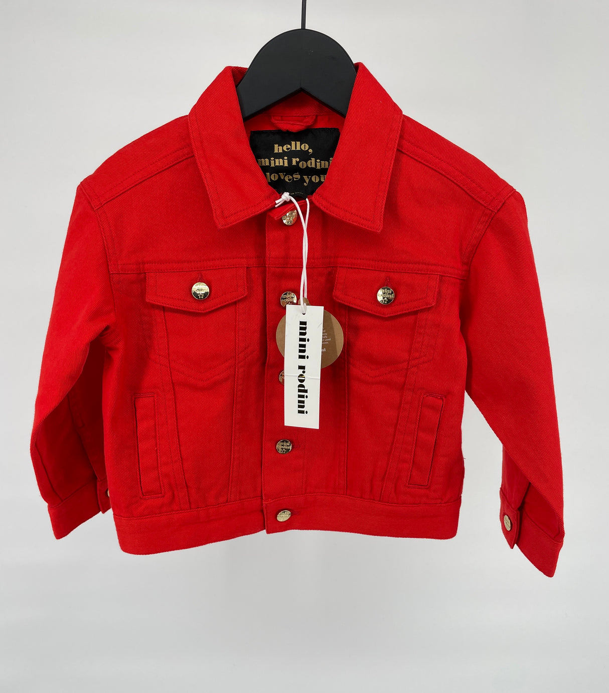 Spijkerjas Rood met Teddybeer Maat 104 / 110