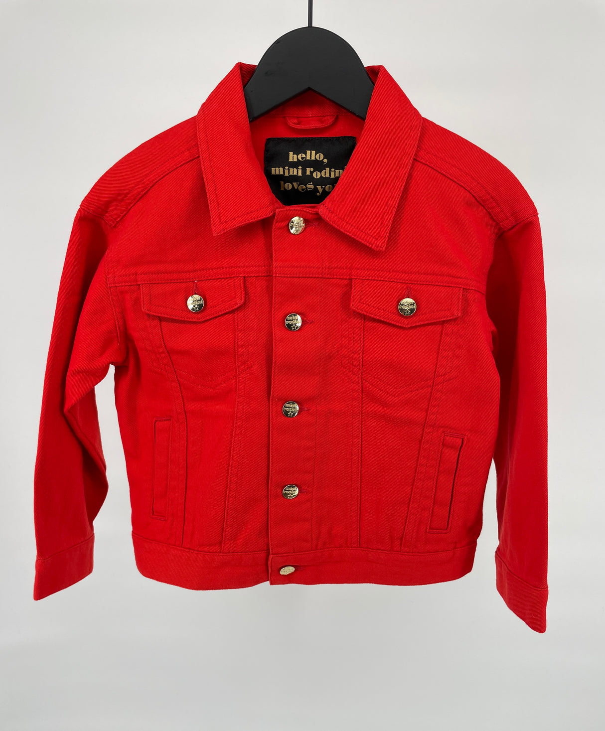 Spijkerjas Rood met Teddybeer Maat 104 / 110