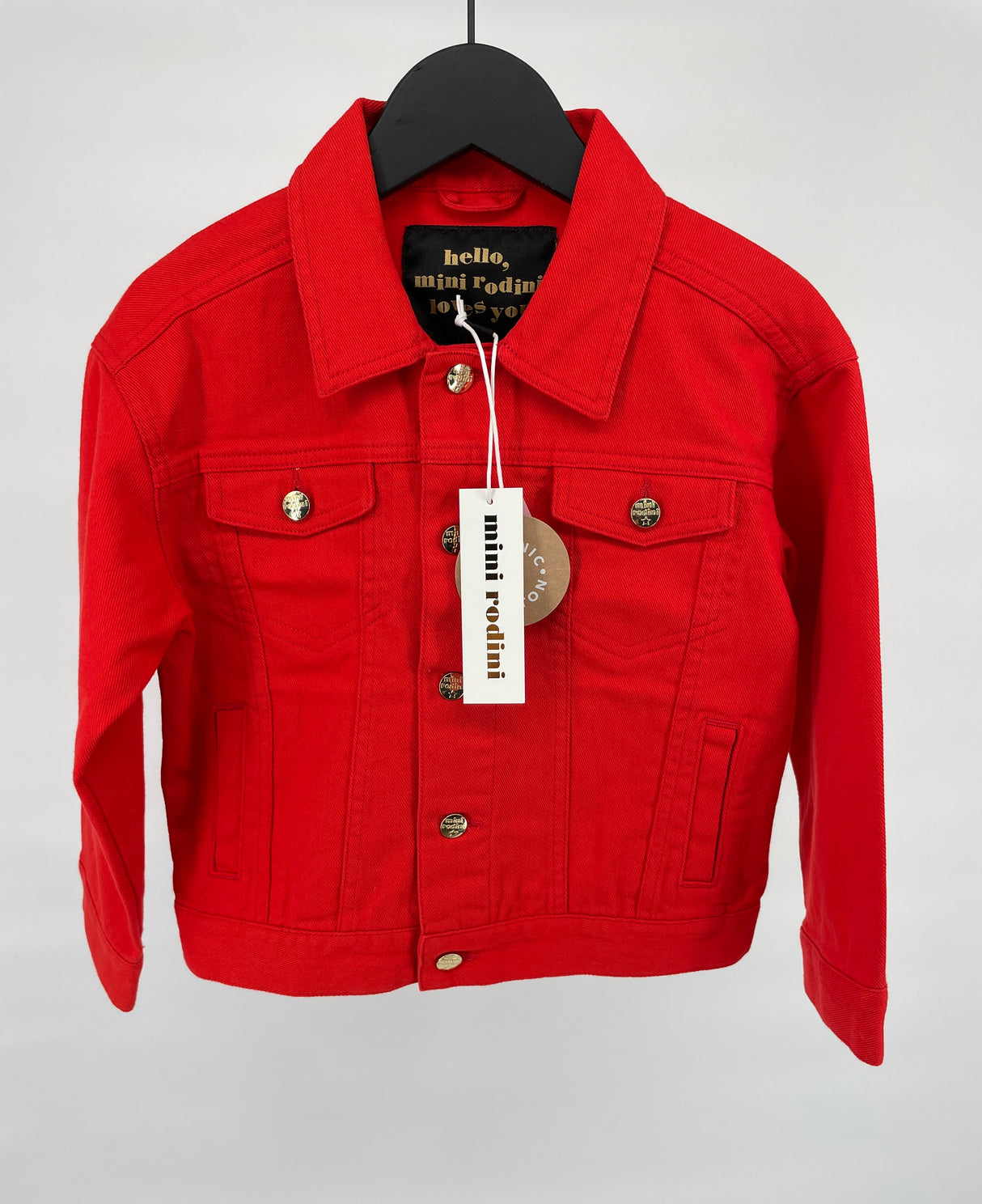 Spijkerjas Rood met Teddybeer Maat 104 / 110