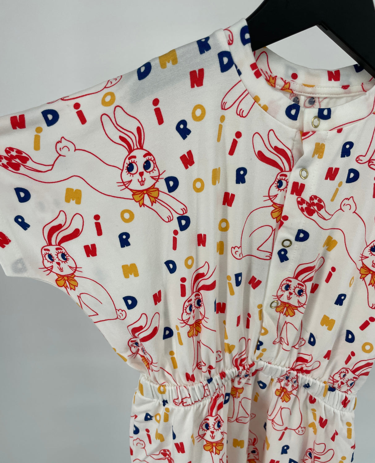 Zomerpak Korte Mouw Beige Konijnen Print Maat 104 / 110