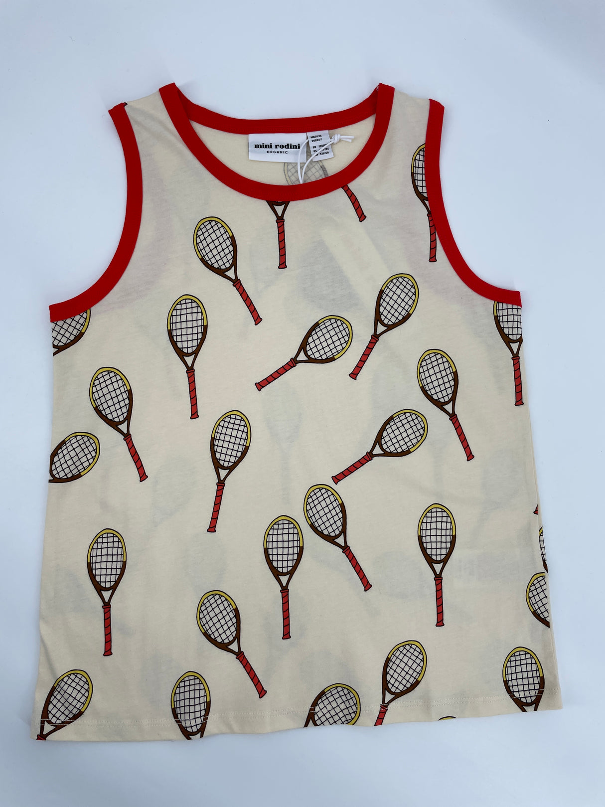 Tanktop Beige Tennisrackets Maat 128 / 134