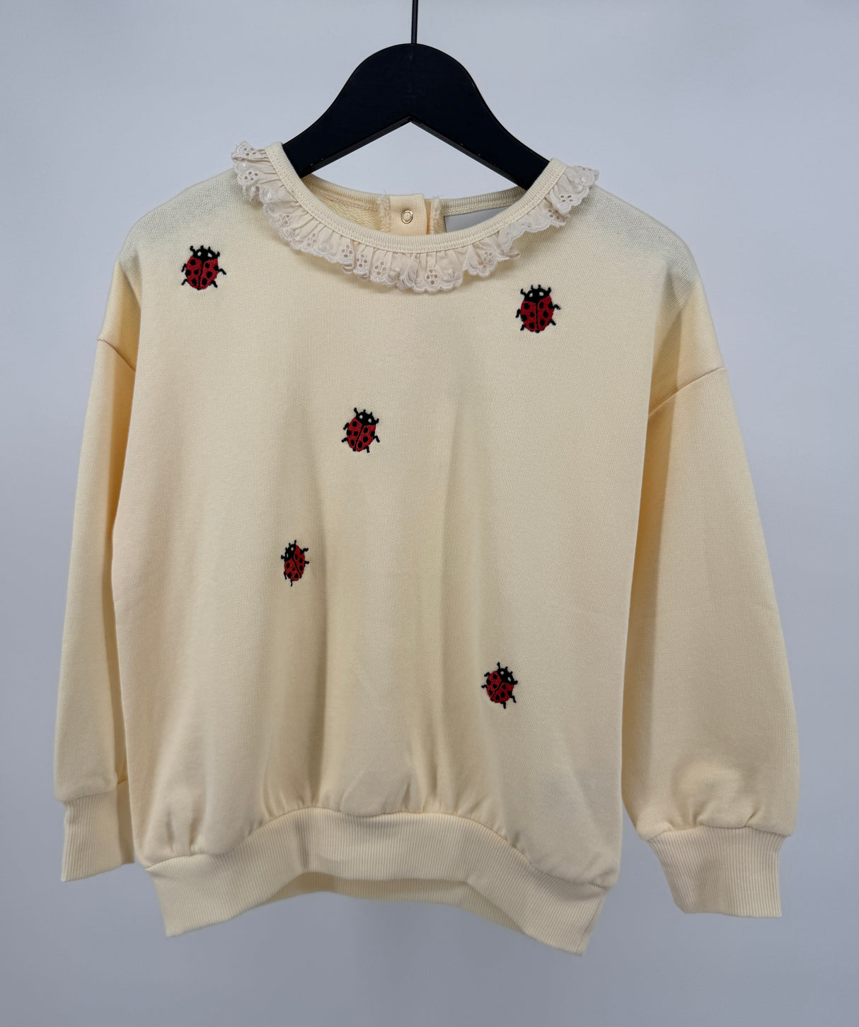 Trui Beige Kant Kraagje Lieveheersbeestjes Maat 116 / 122