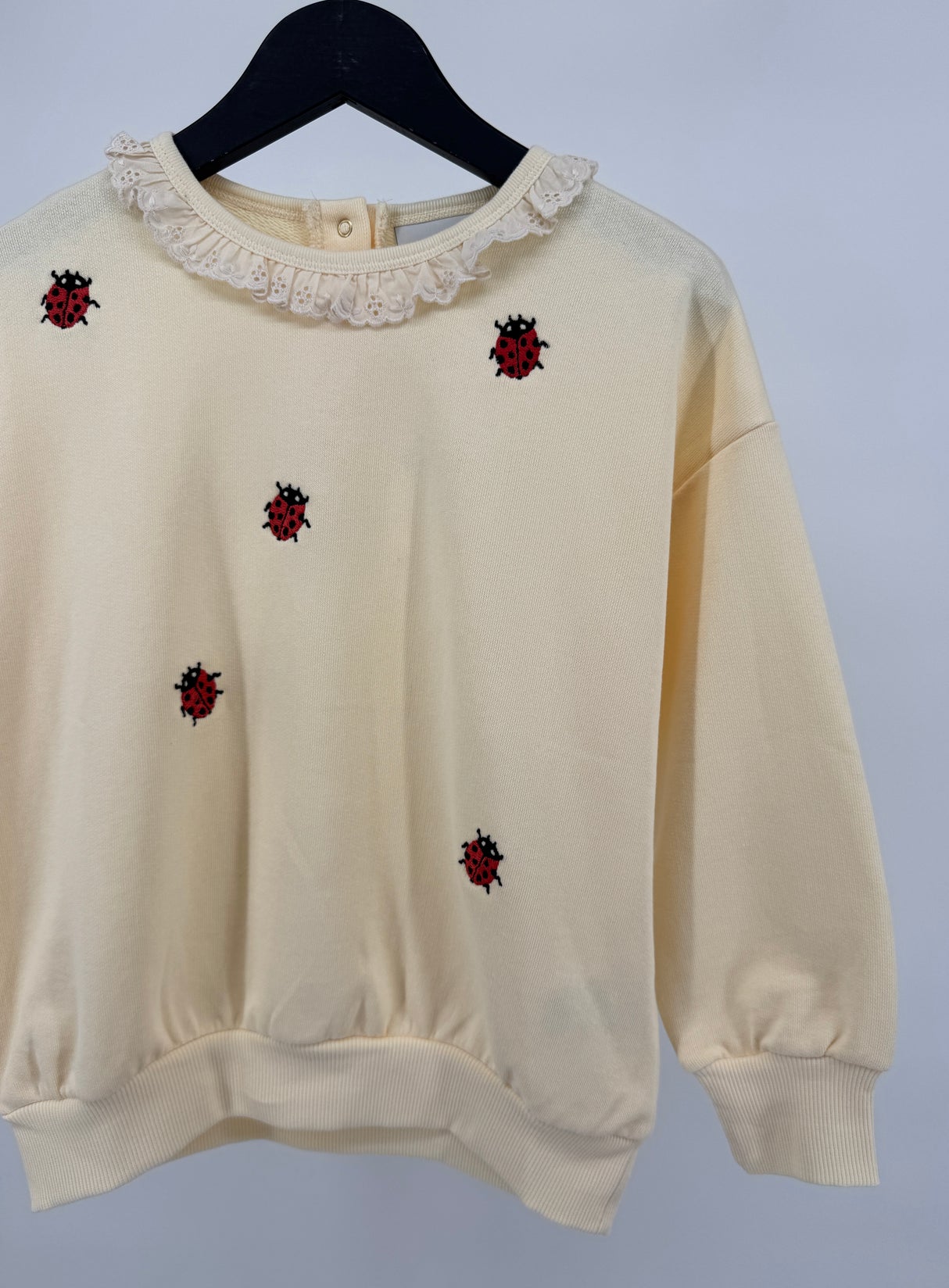 Trui Beige Kant Kraagje Lieveheersbeestjes Maat 116 / 122