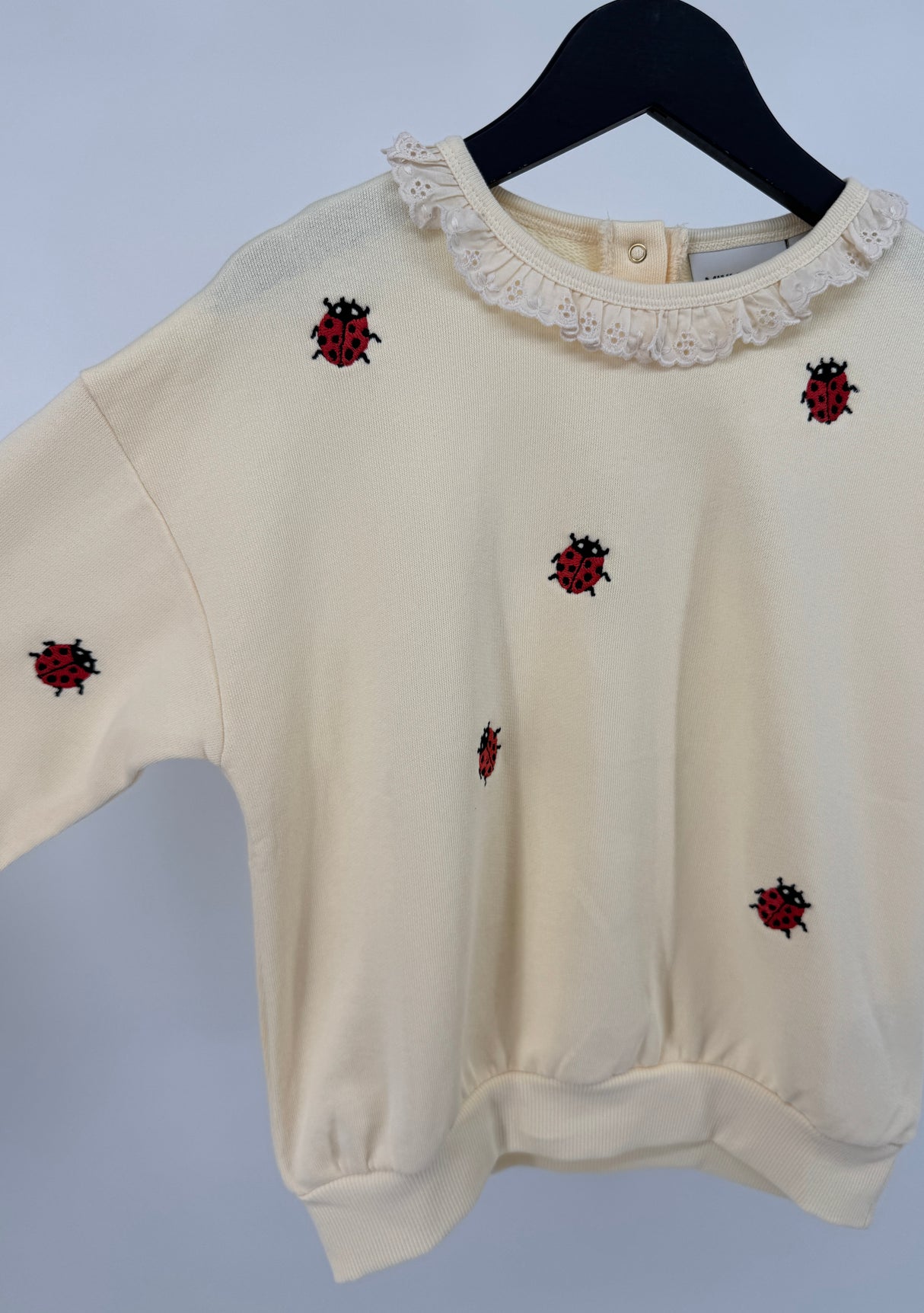 Trui Beige Kant Kraagje Lieveheersbeestjes Maat 116 / 122