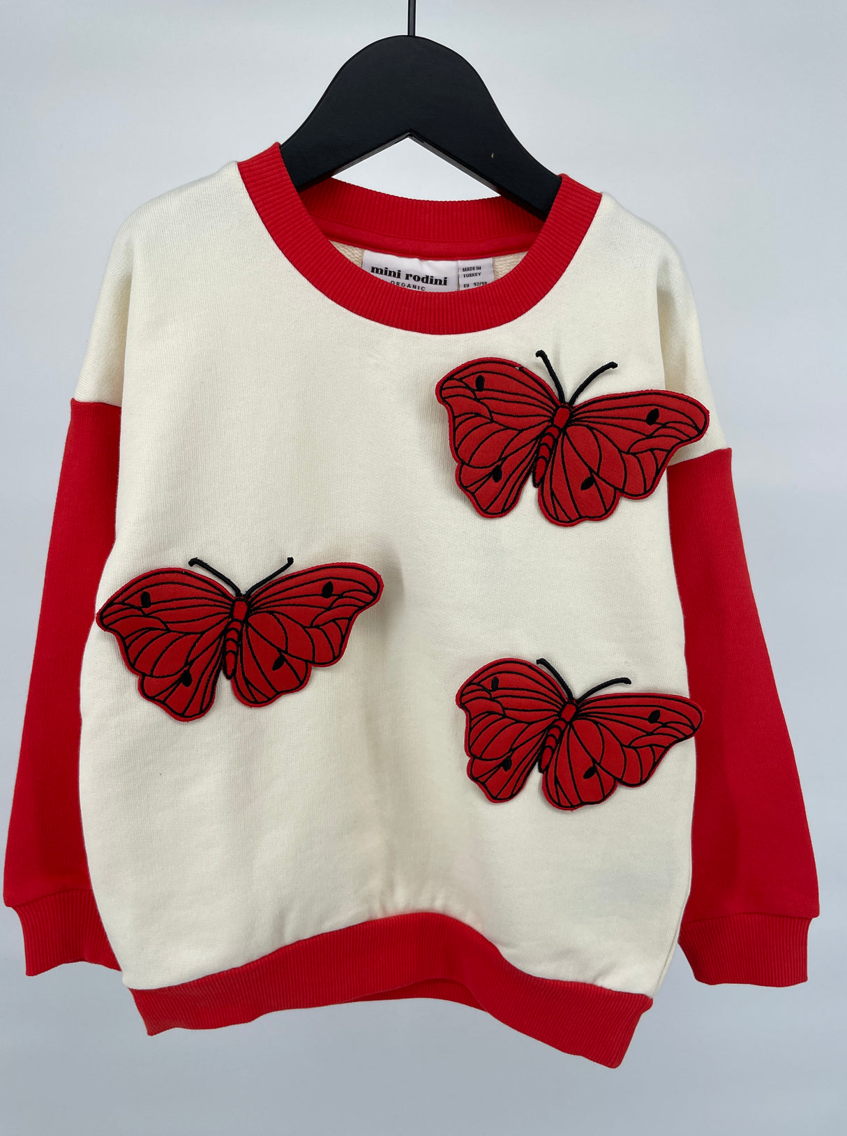 Trui Beige Rood Vlinders Maat 92 / 98