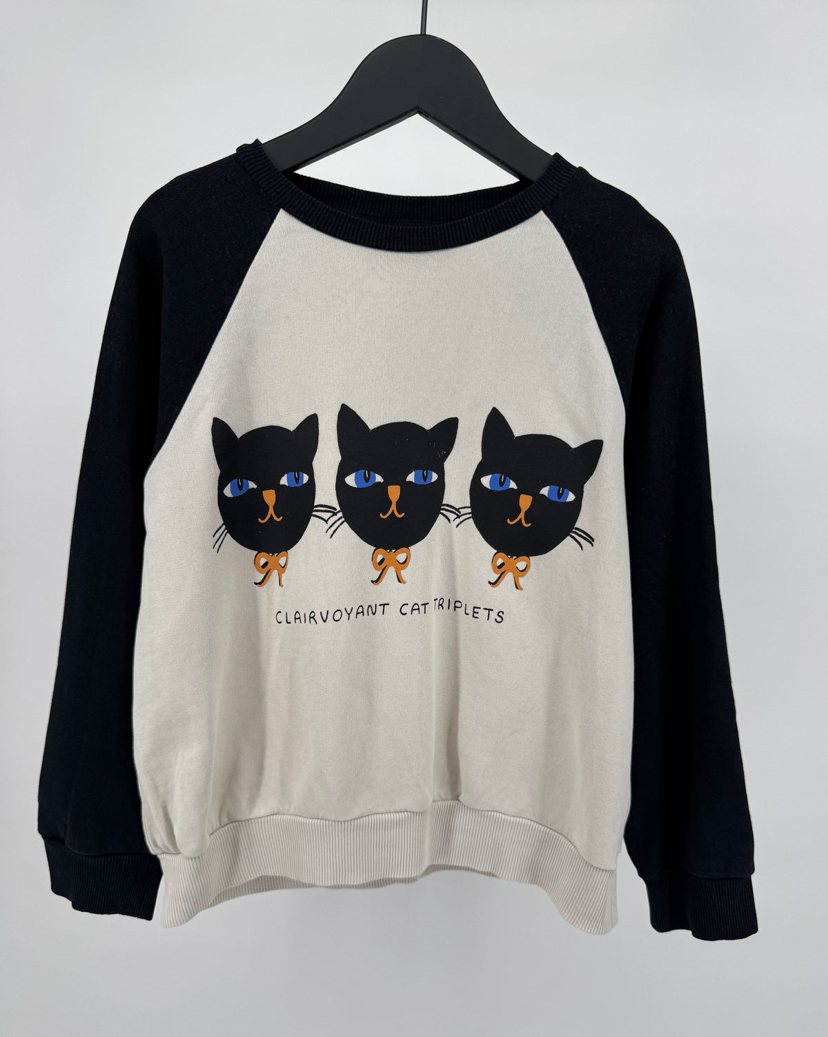 Trui Beige Zwart Katten Print Maat 128 / 134