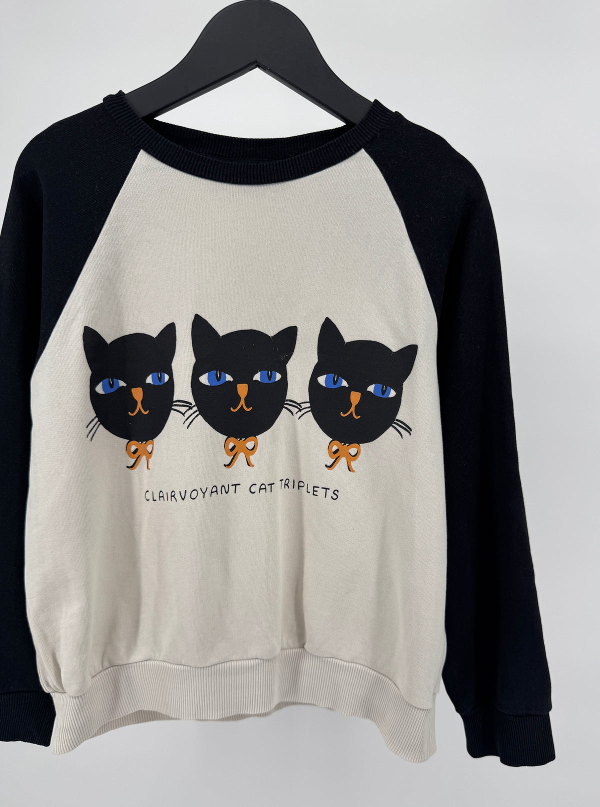 Trui Beige Zwart Katten Print Maat 128 / 134
