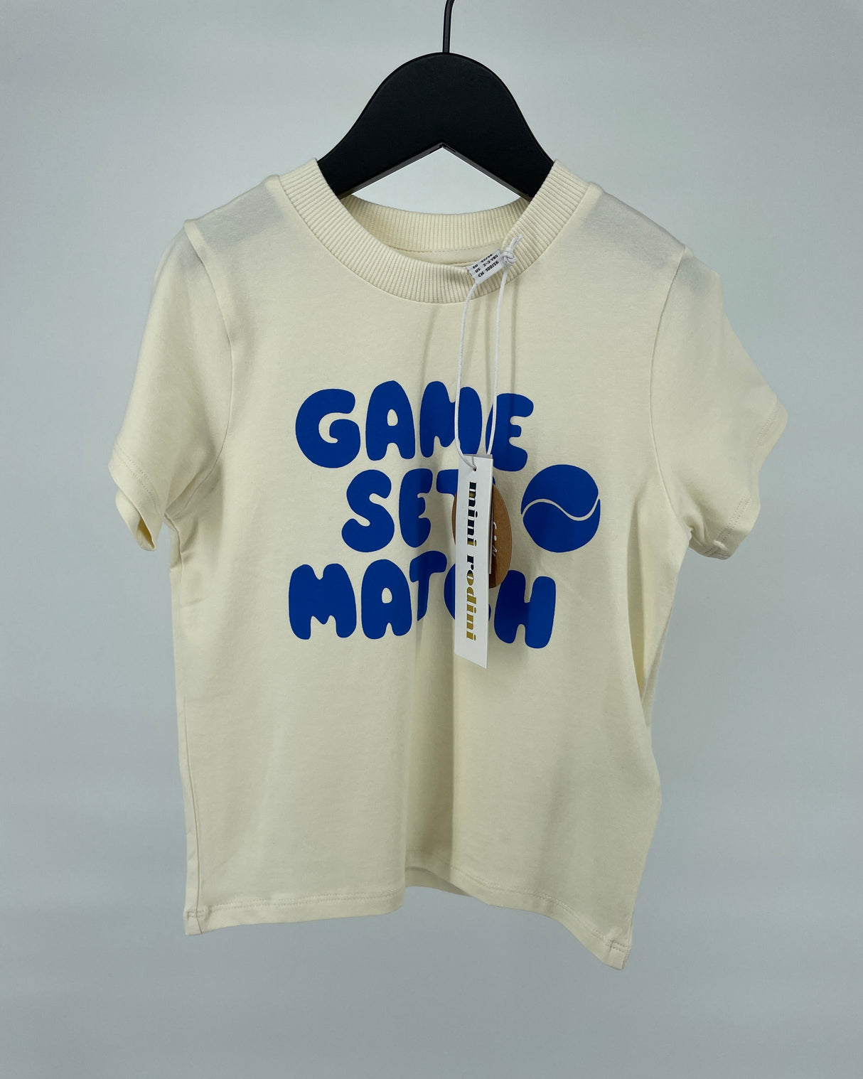 T-shirt Beige Blauw Game Set Match Maat 92 / 98